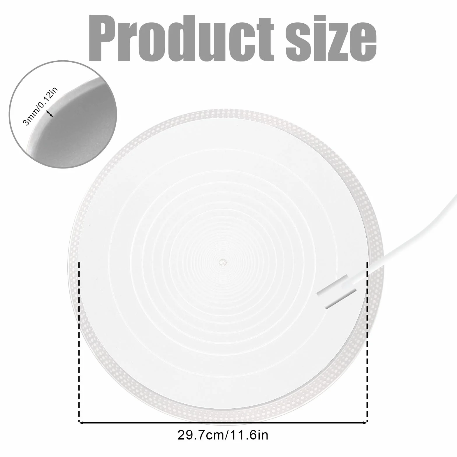 Mata Pod Talerz Gramofonu, Silikonowa Mata Pod Gramofon o Srednicy 30 cm Antystatyczna Antyposlizgowa Mata do Gramofonu do Wymiennej Maty do Plyty Winylowej (Bialy)