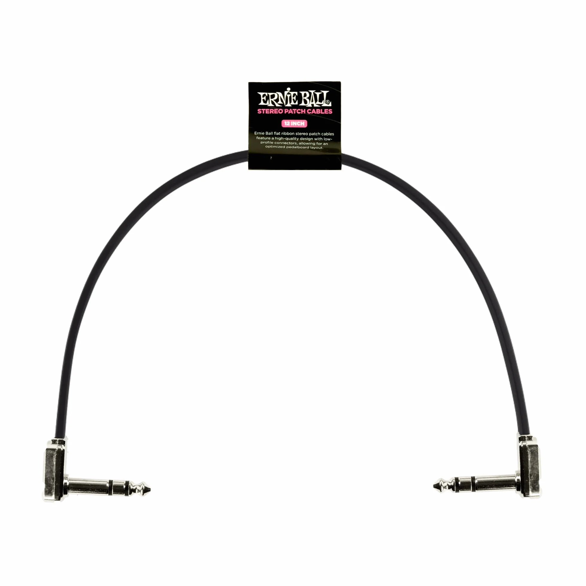 Ernie Ball 12" Single Flat Ribbon Stereo Patch Cable - Black