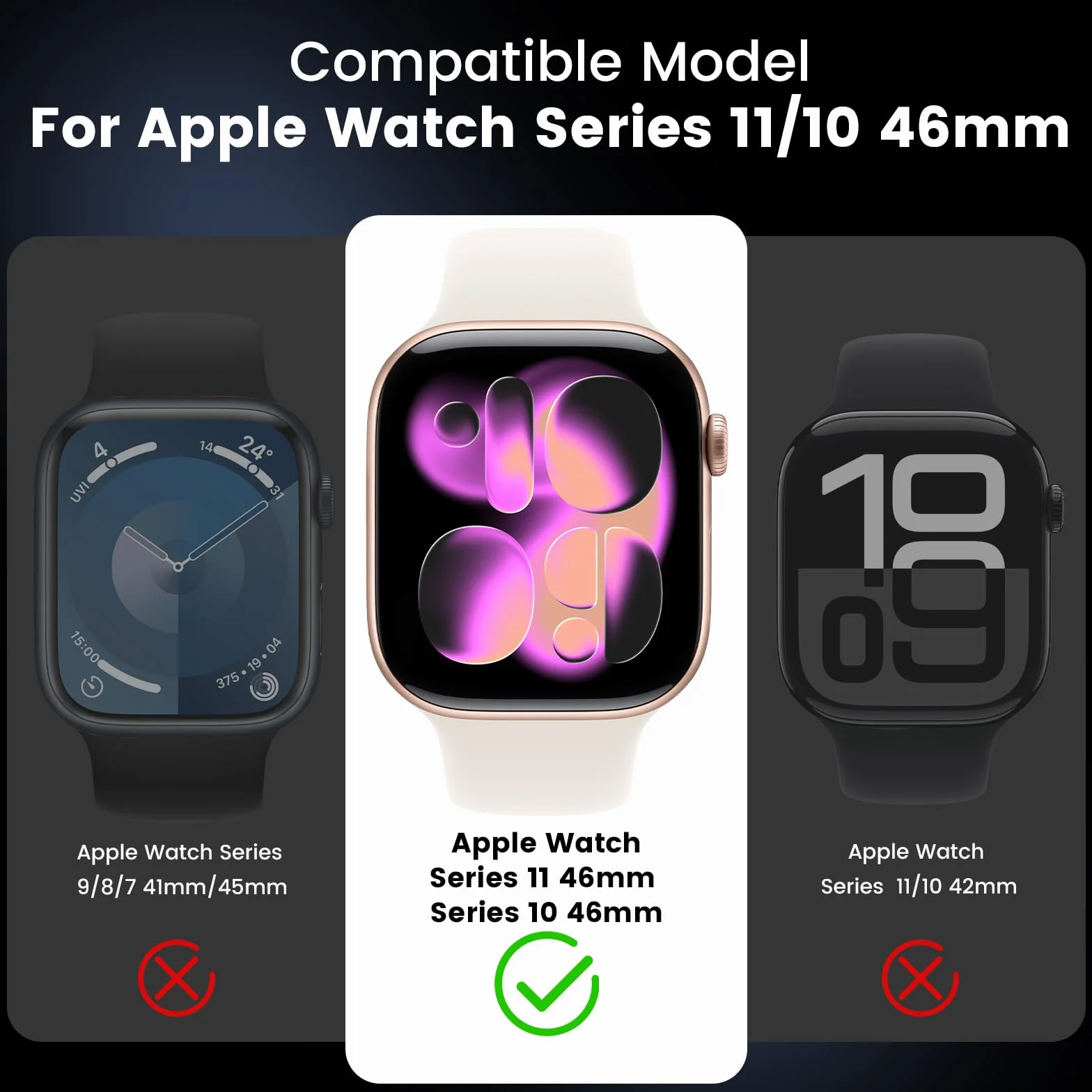 [2 w 1] Wodoodporne etui do Apple Watch Series 10 46 mm osłona ekranu, 360 ochronna osłona PC ze szkła hartowanego, przedni i tylny zderzak do iWatch 6/SE/5/4 Pyłoszczelna ochrona przed