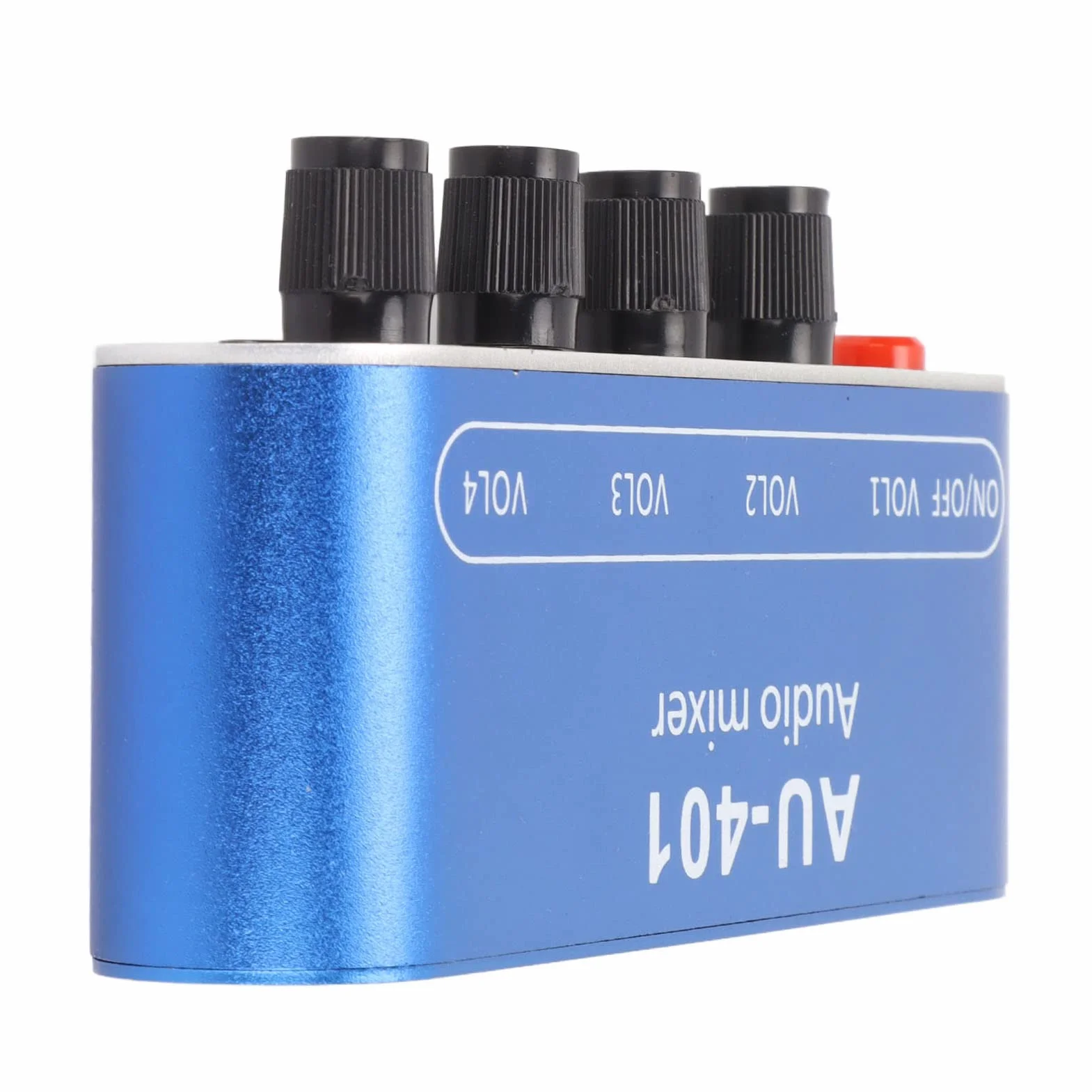 Mini mikser audio, 4-kanałowy mikser liniowy z gniazdem stereo 3,5 mm, 4 wejścia 1 wyjście stereo, mikser stereo DC 5 V-12 V do komputera, telefonu, laptopa, słuchawek, małych klubów lub barów