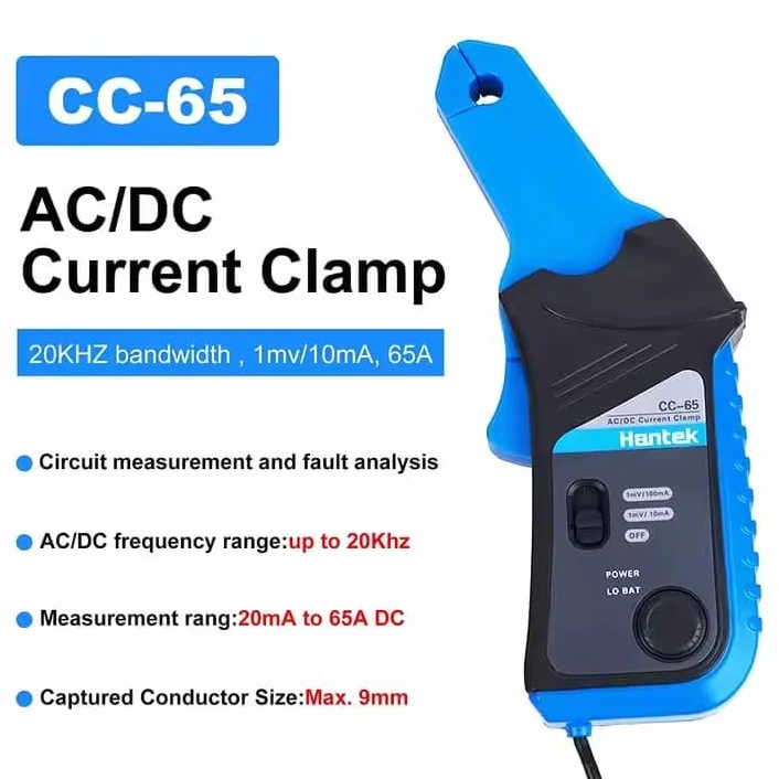 Hantek CC-65 cęgowy miernik prądu AC/DC 65A z złączem BNC do cyfrowego multimetru/oscyloskopu