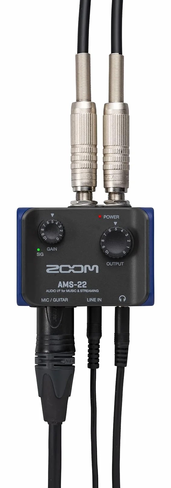 ZOOM AMS-22 Interfejs audio USB do produkcji muzycznej i transmisji na żywo – kompaktowy, mobilny i wszechstronny, 2 wejścia, idealny dla muzyków solowych