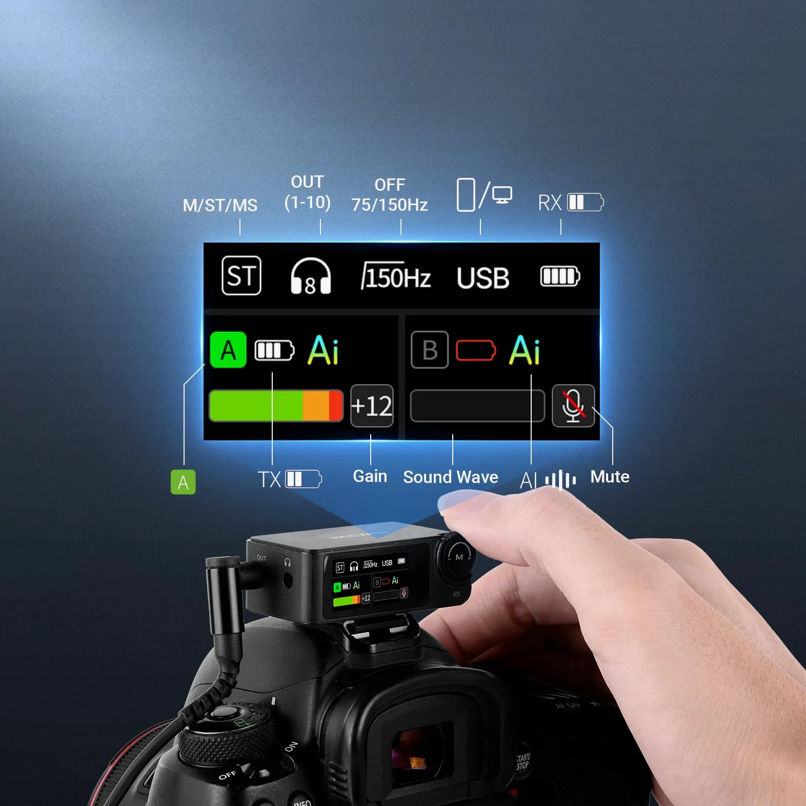 NEEWER CM36 bezprzewodowy mikrofon krawatowy z etui ładującym, sterowanie aplikacją, redukcja szumów AI, 48 kHz/24 bit, 85 dB SNR, bateria 54H, zasięg 100 m, mini mikrofon Lav do iPhone'a, telefonu z
