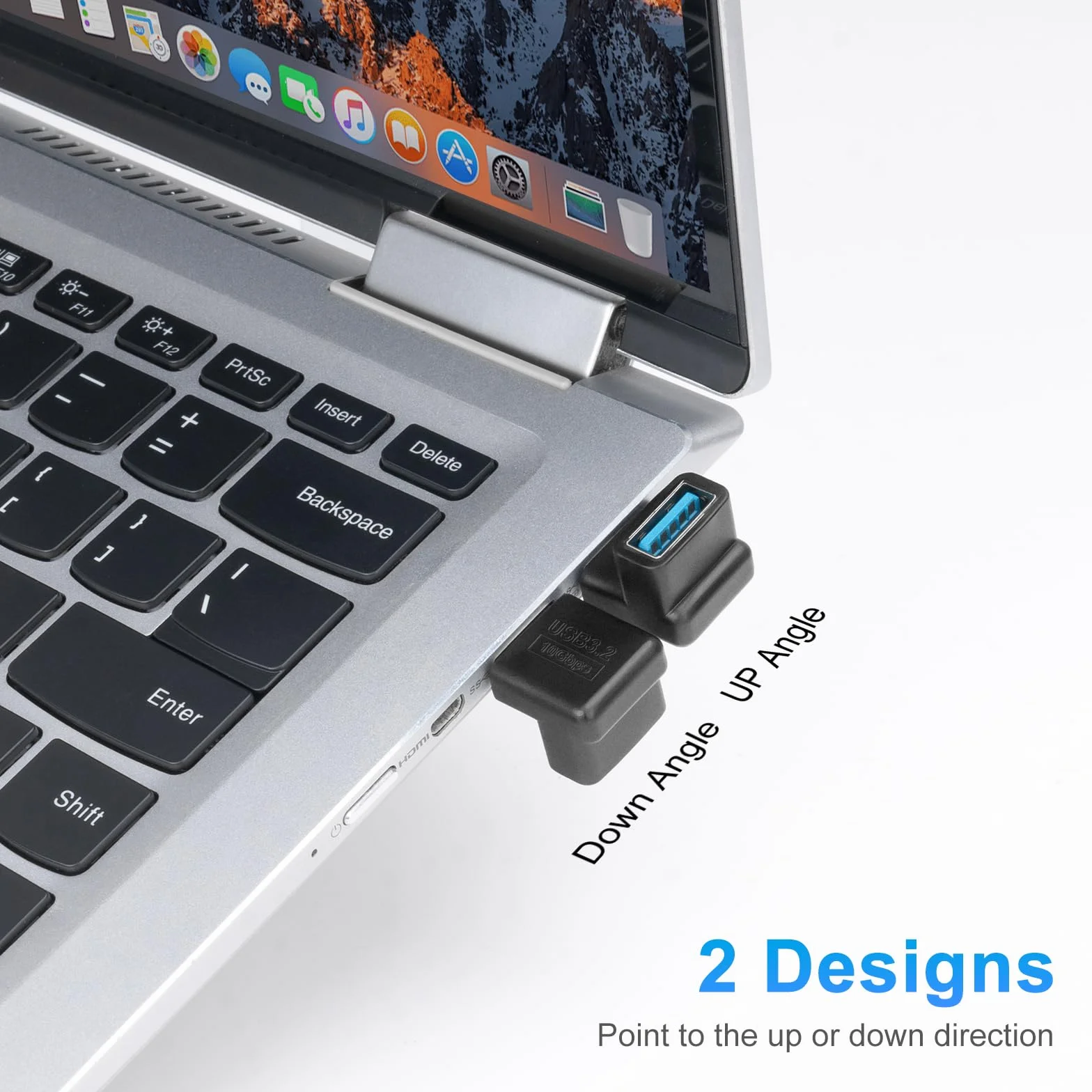 Adapter USB 3.0 90 stopni (opakowanie 2 sztuk), wysoki i niski kąt typu A męski na żeński USB-A, łącznik kątowy, konwerter szybkiego ładowania OTG (USB3.0 góra/dół)