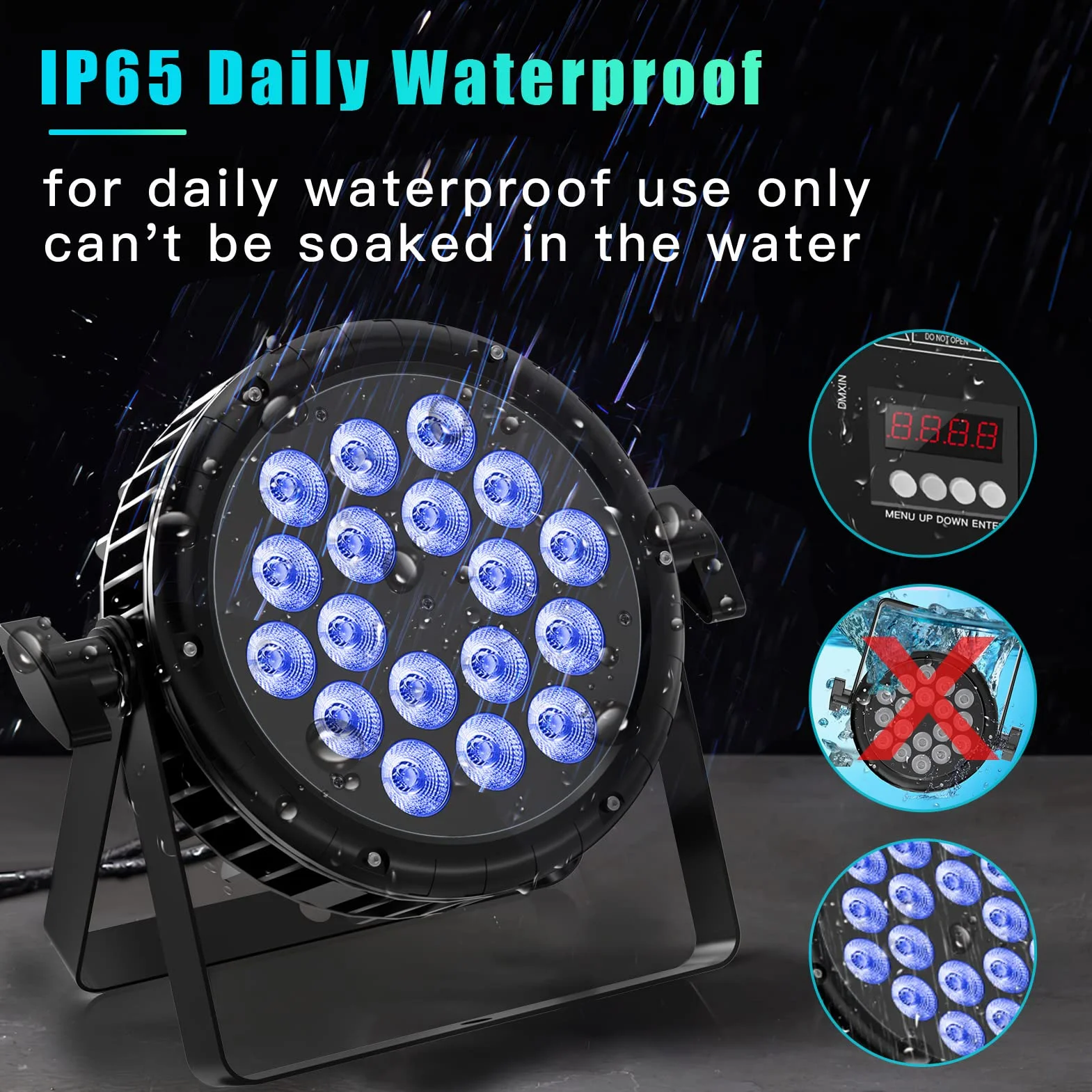 UKing 180W Par LED Wodoodporna RGBW Światło Sceniczne DMX 4/8 CH
