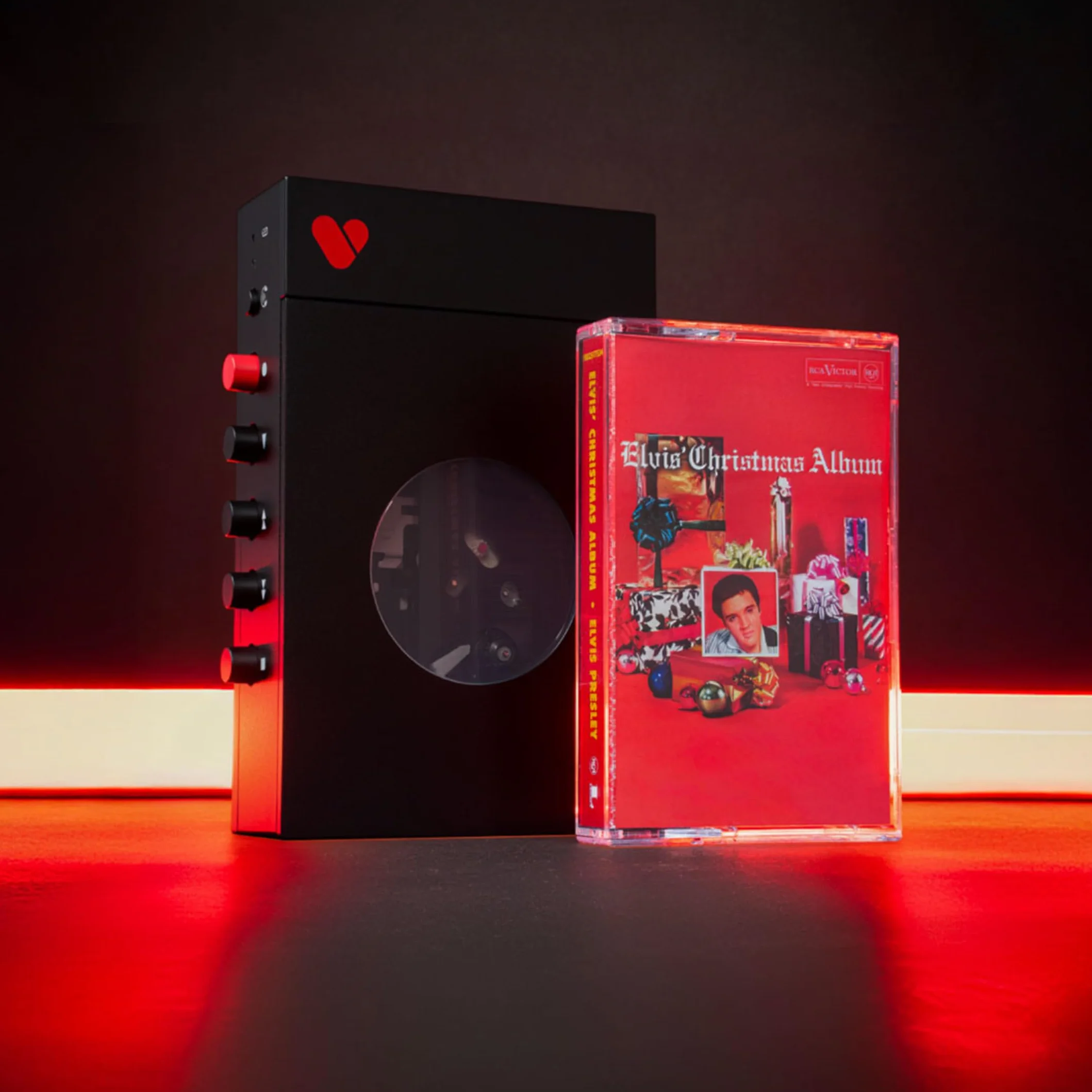 We Are Rewind Elvis Limited Edition odtwarzacz kasetowy przenośny Bluetooth magnetofon kasetowy retro aluminiowa obudowa nagrywanie kaset czarny czerwony