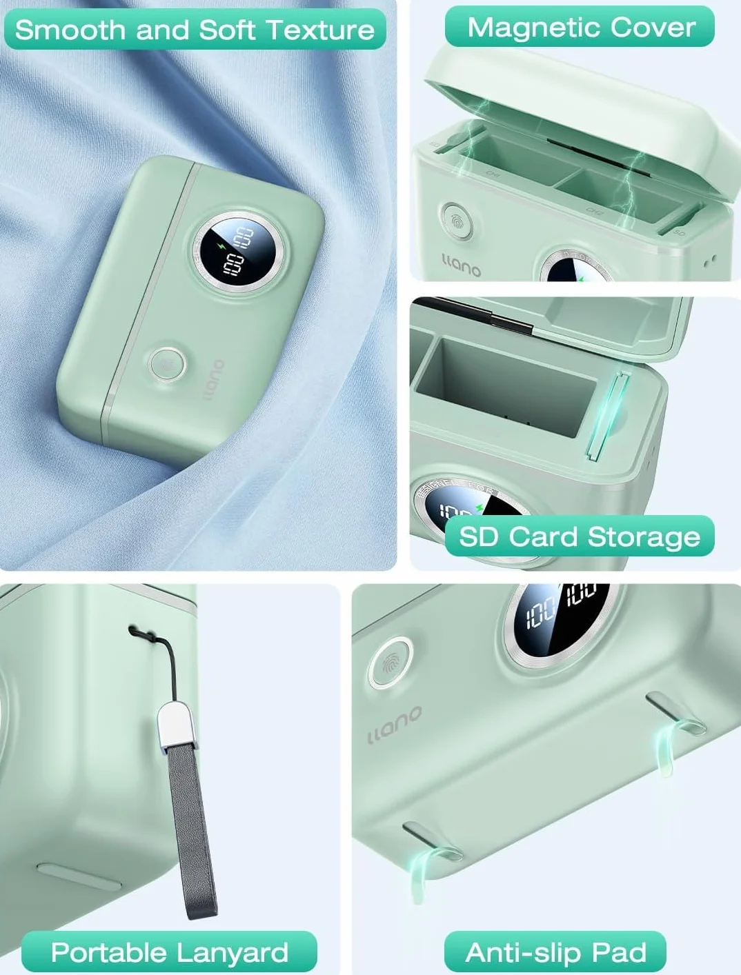 llano NP-W235 18W ładowarka Smart-Digital z podwójnym portem USB-C kompatybilna z FUJIFILM X-T4/X-H2/X-T5/X-H2S/X-S20/GFX100S/GFX50S II, inteligentny cyfrowy wyświetlacz, magnetyczne mocowanie
