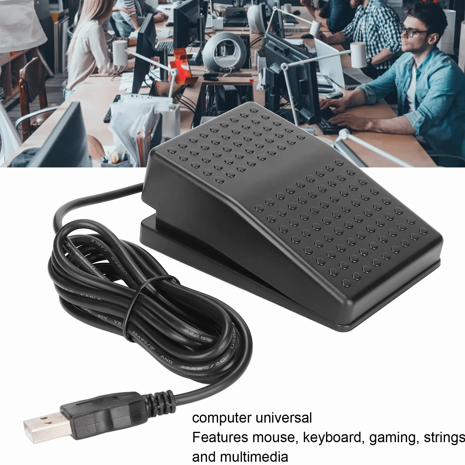 PC Pedał Nożny USB, Antypoślizgowy Pojedynczy Przełącznik Nożny na Klawiaturze, Dostosowany Pedał do Klawiatury Komputerowej z Kablem 2M, do Gier Wideo, Klawiatura Komputerowa, Mysz