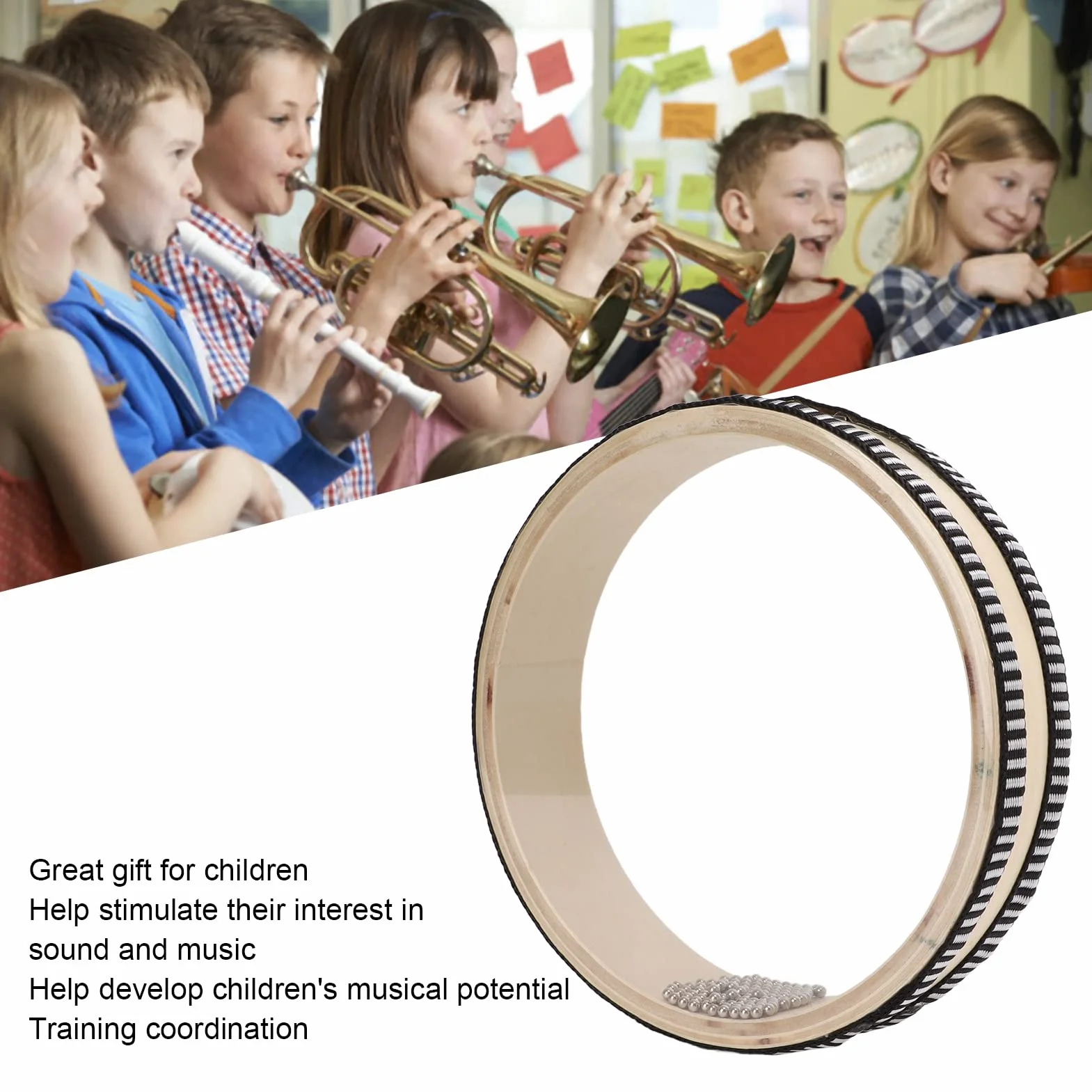 Bębny Wave Bead, Natural Color Ocean Drum Maple Dobrze ustrukturyzowane 6,1 cala dla dziecka
