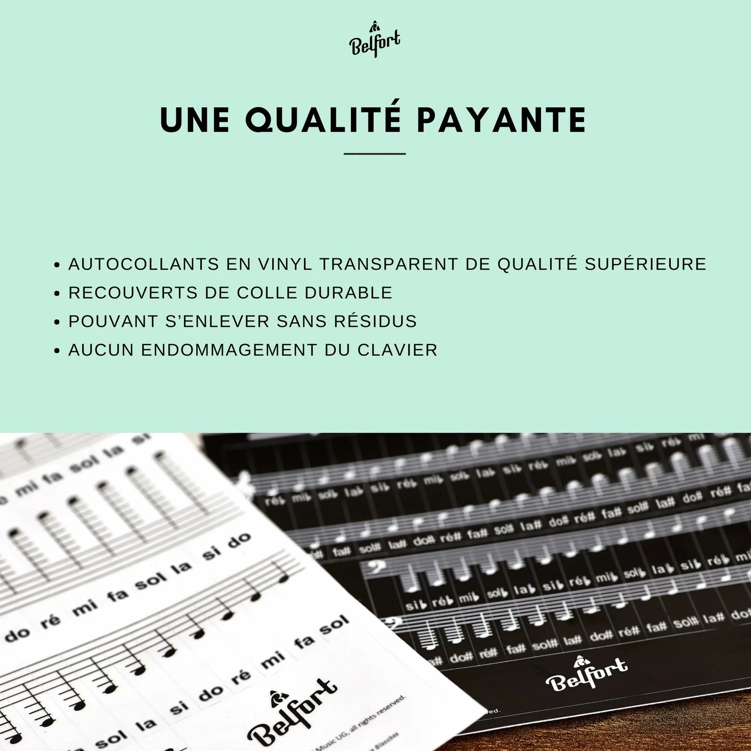 Belfort Autocollants pour Notes de Piano 49-88 Touches