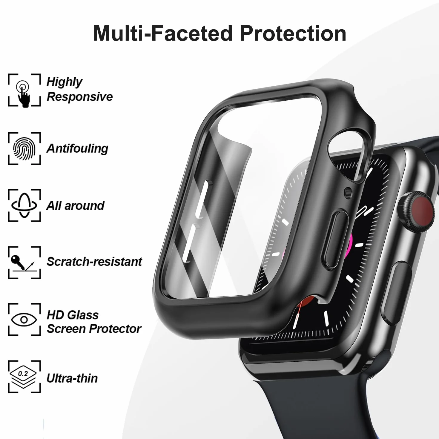 Twarde etui do Apple Watch Series 11 10 42 mm, etui ochronne ze szkła hartowanego, pełna osłona ochronna do IWatch, odporne na wstrząsy, matowe, akcesoria, czerwone, pomarańczowe, żółte, zielone