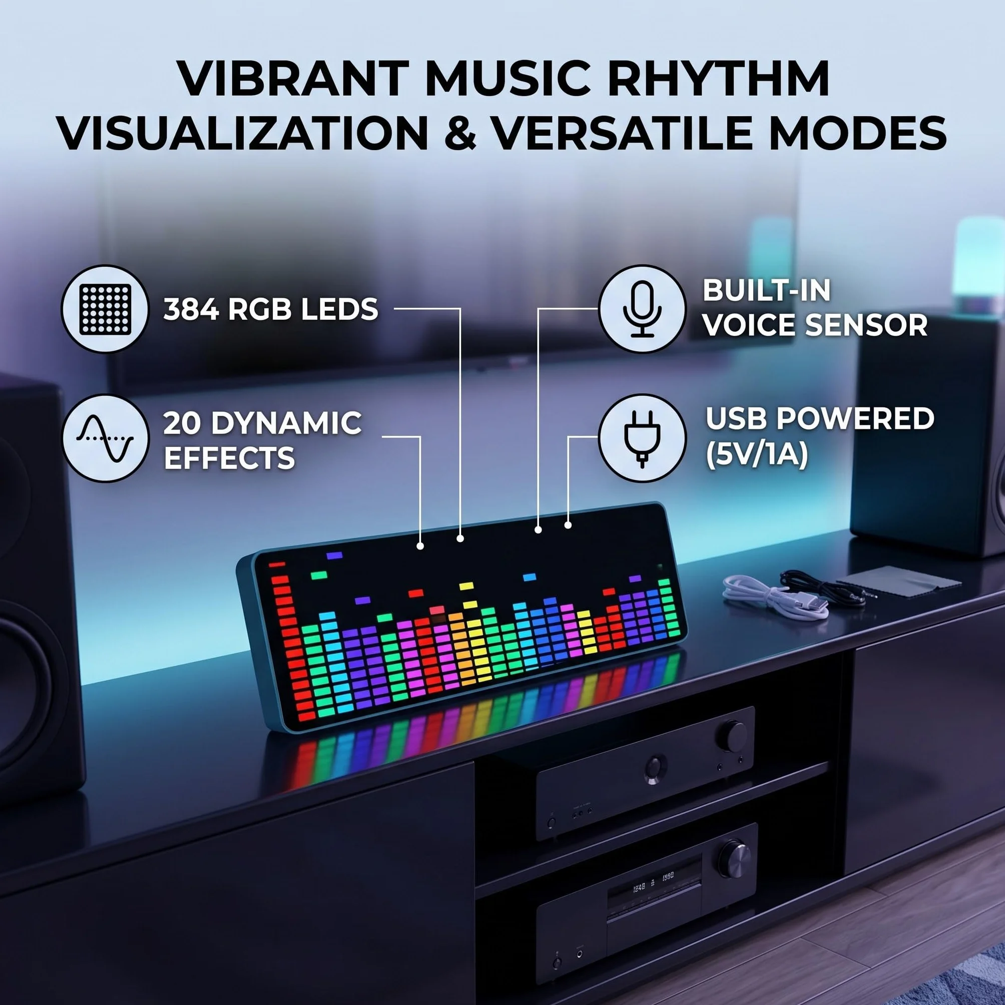 Wyświetlacz Spektrum Muzycznego, Home Audio Audio LED Spectrum Pickup 16x24 RGB
