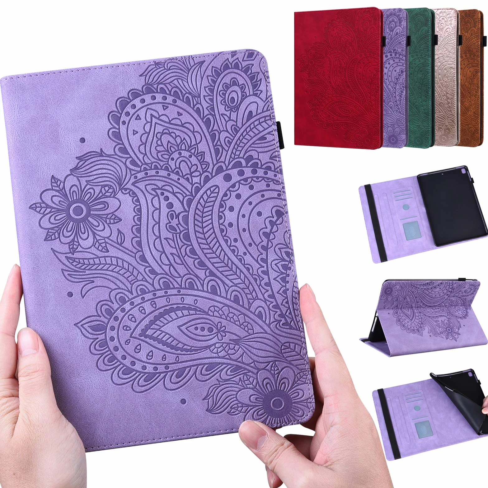 Etui na tablet Samsung Galaxy Tab A 8.0 2019 (SM-T290 / SM-T295) z folią ochronną i rysikiem - ultra cienkie z funkcją stojaka Flip Cover etui ze skóry PU (fioletowe)
