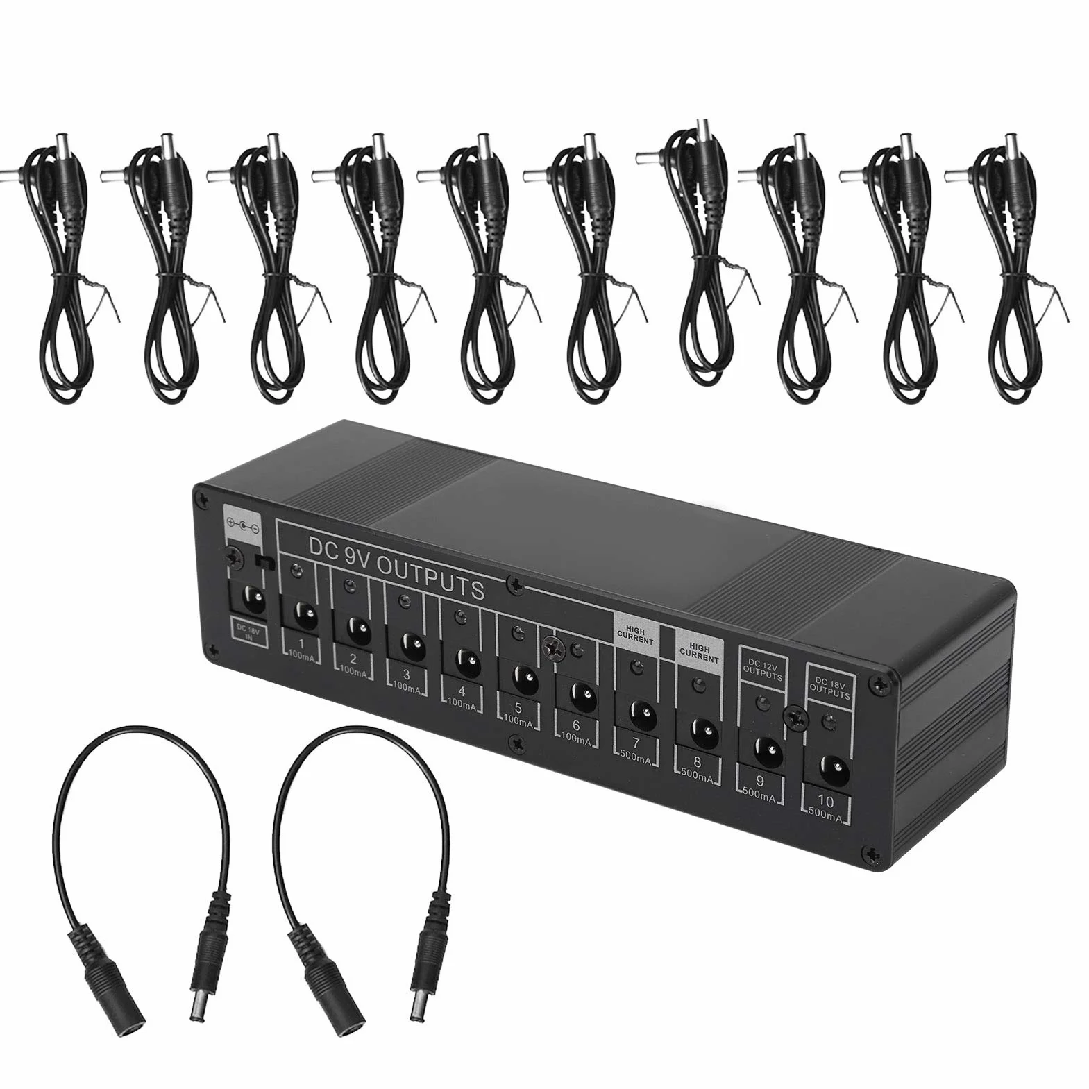 Cocoarm Zasilacz do pedałów efektów gitarowych, przenośny, 10 kanałów, ochrona izolacji – 9 V/12 V/18 V, 100-240 V (wtyczka UE)