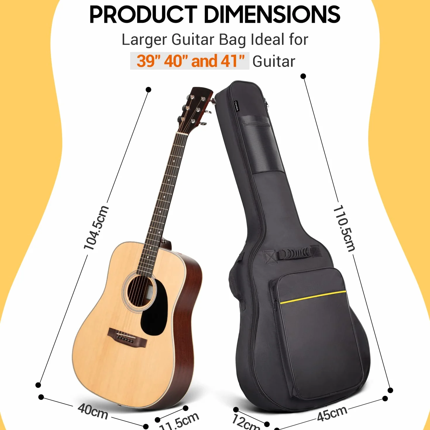 CAHAYA CY0152 Torba na gitarę, wodoszczelna, wyściełana torba na gitarę akustyczną 39/ 40/ 41 cali