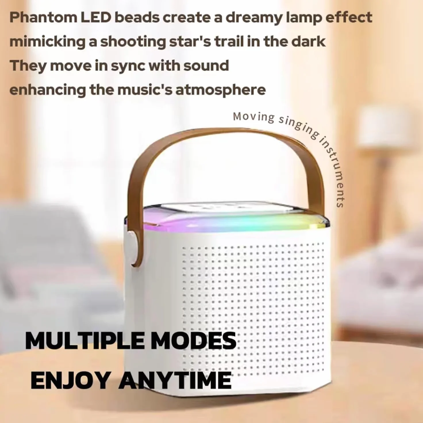 Przenośna maszyna do karaoke z 2 mikrofonami bezprzewodowymi, mini maszyna do karaoke ze światłami LED, głośnikiem Bluetooth, karta TF, wejście AUX dla dzieci dorosłych, przyjęcie urodzinowe