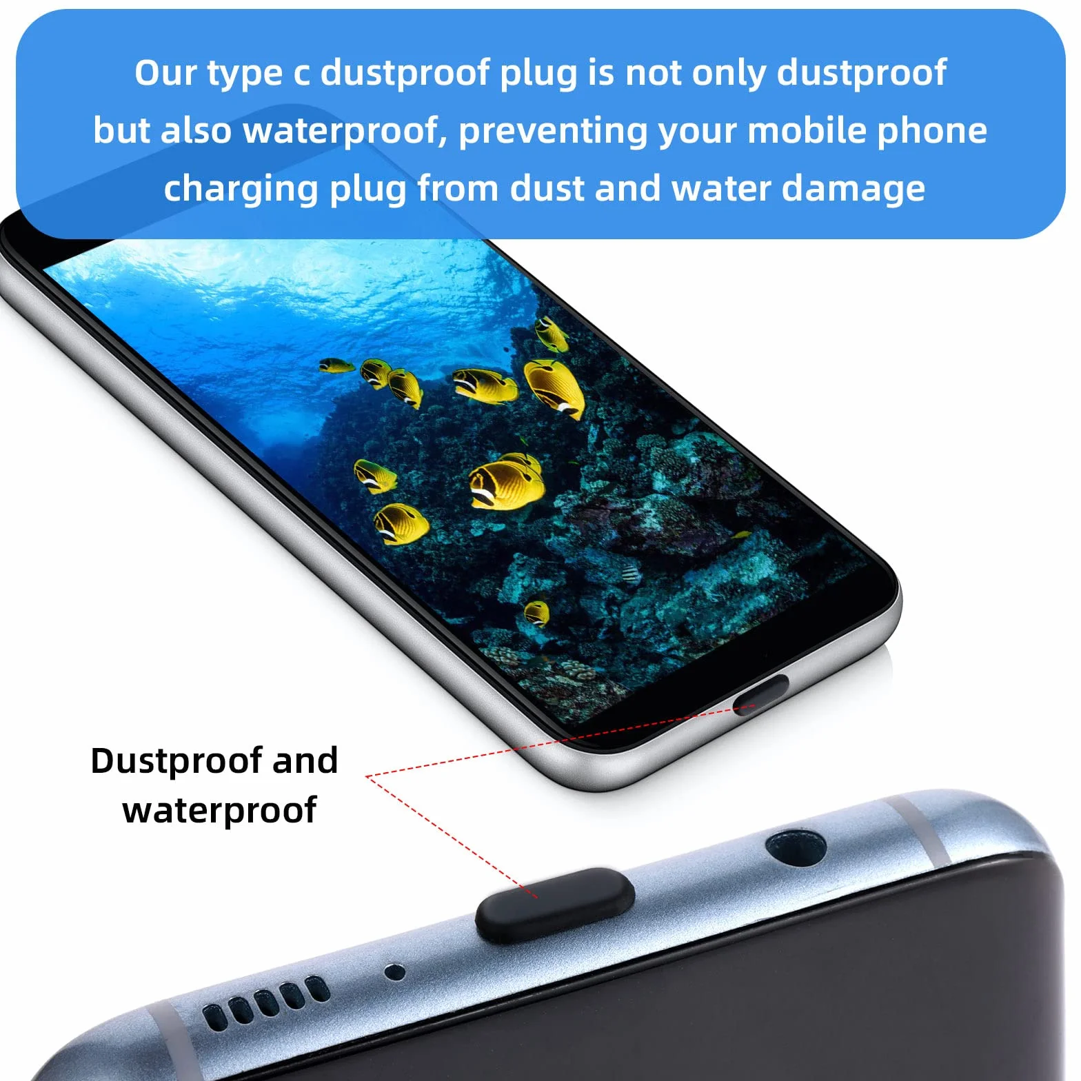 Giantree Zestaw 25 sztuk wtyczek antypyłowych typu C, silikonowe antypyłowe osłony do portu ładowania USB C, osłony antypyłowe na wtyki typu C, zatyczki do smartfonów i laptopów