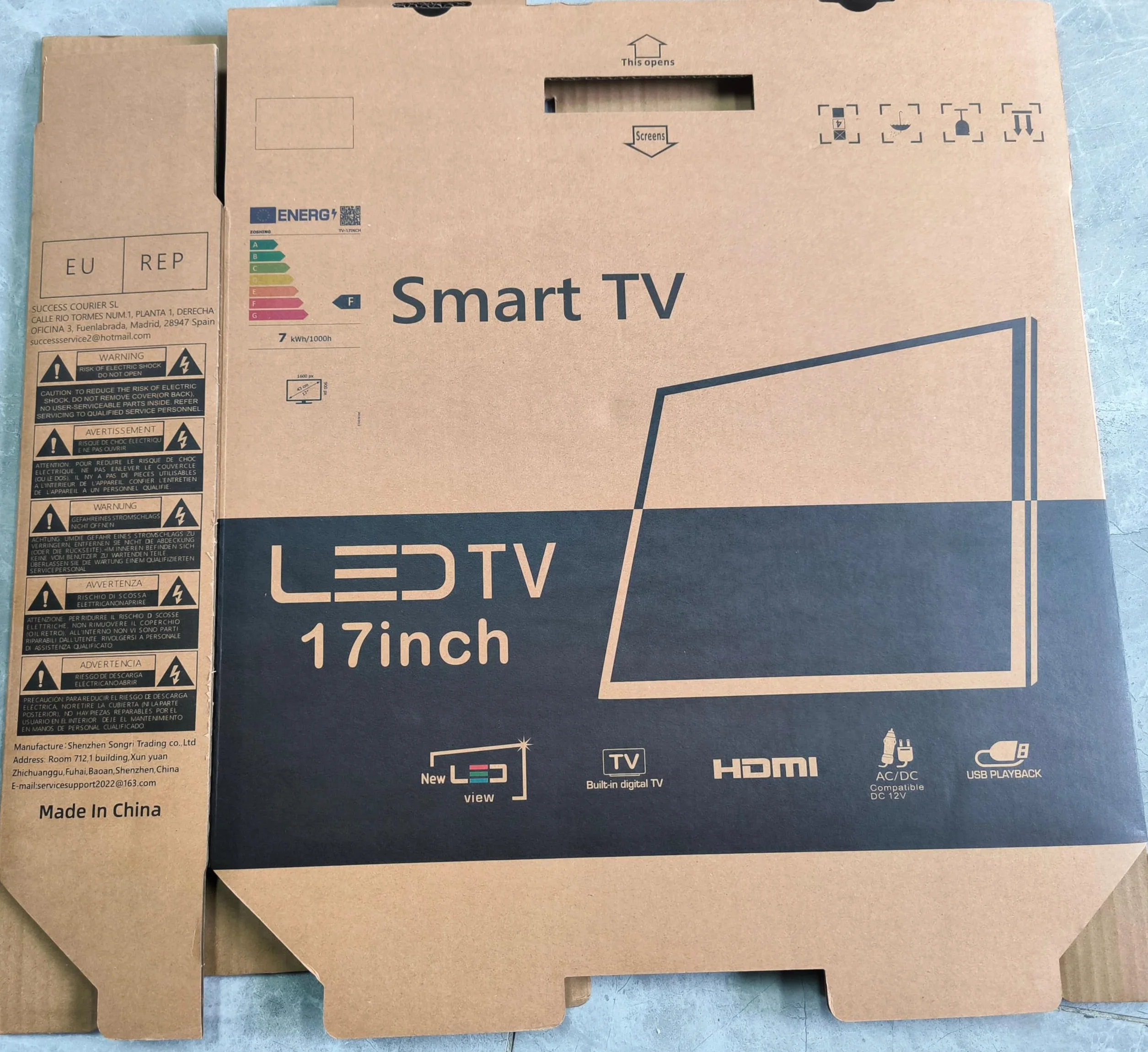 KCR Smart TV, 17-calowy LED, cyfrowy DVB-T2, przenośny telewizor Freeview, gniazdo USB, wyjście słuchawkowe, pilot zdalnego sterowania koncentryczny, wejście AV, wejście HDMI, czarny