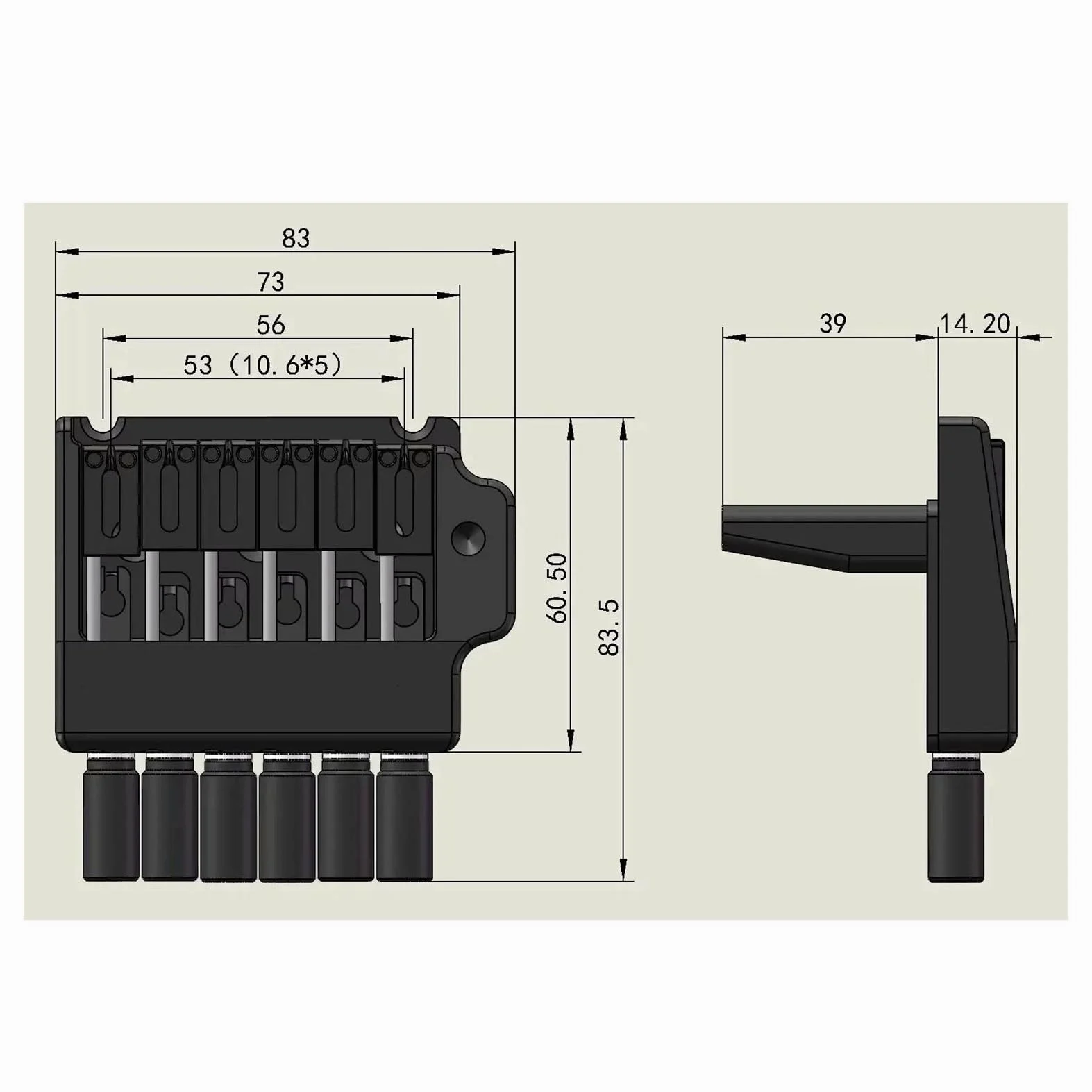mostek gitarowy Mostek 6 strunowy do gitary z tremolo bezgłowym