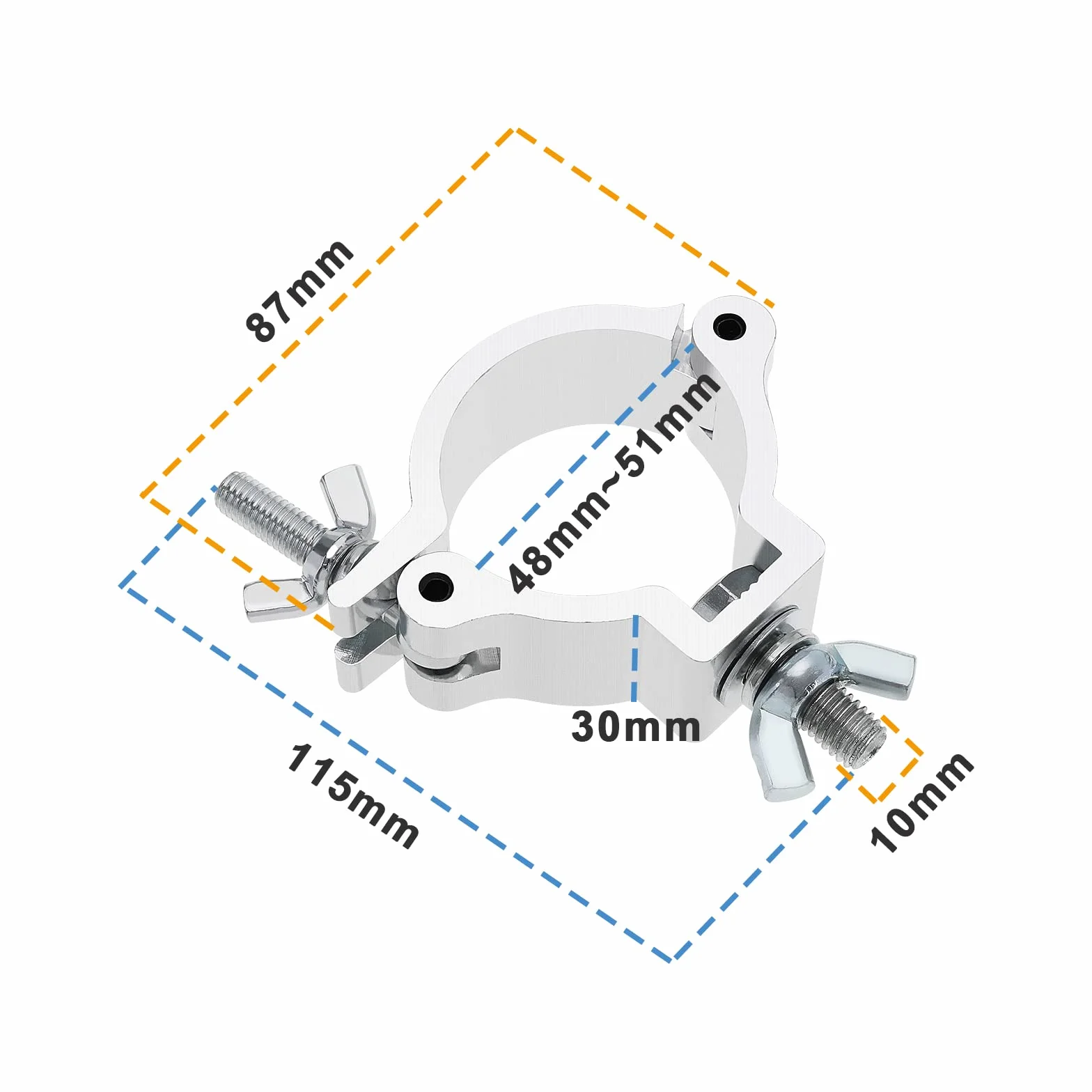 4 szt. haki zaciskowe do świateł scenicznych, wymienne haki zaciskowe ze stopu aluminium, 48-51 mm, akcesoria zaciskowe do oświetlenia scenicznego, DJ-a, świateł parowych, reflektorów, 4 szt