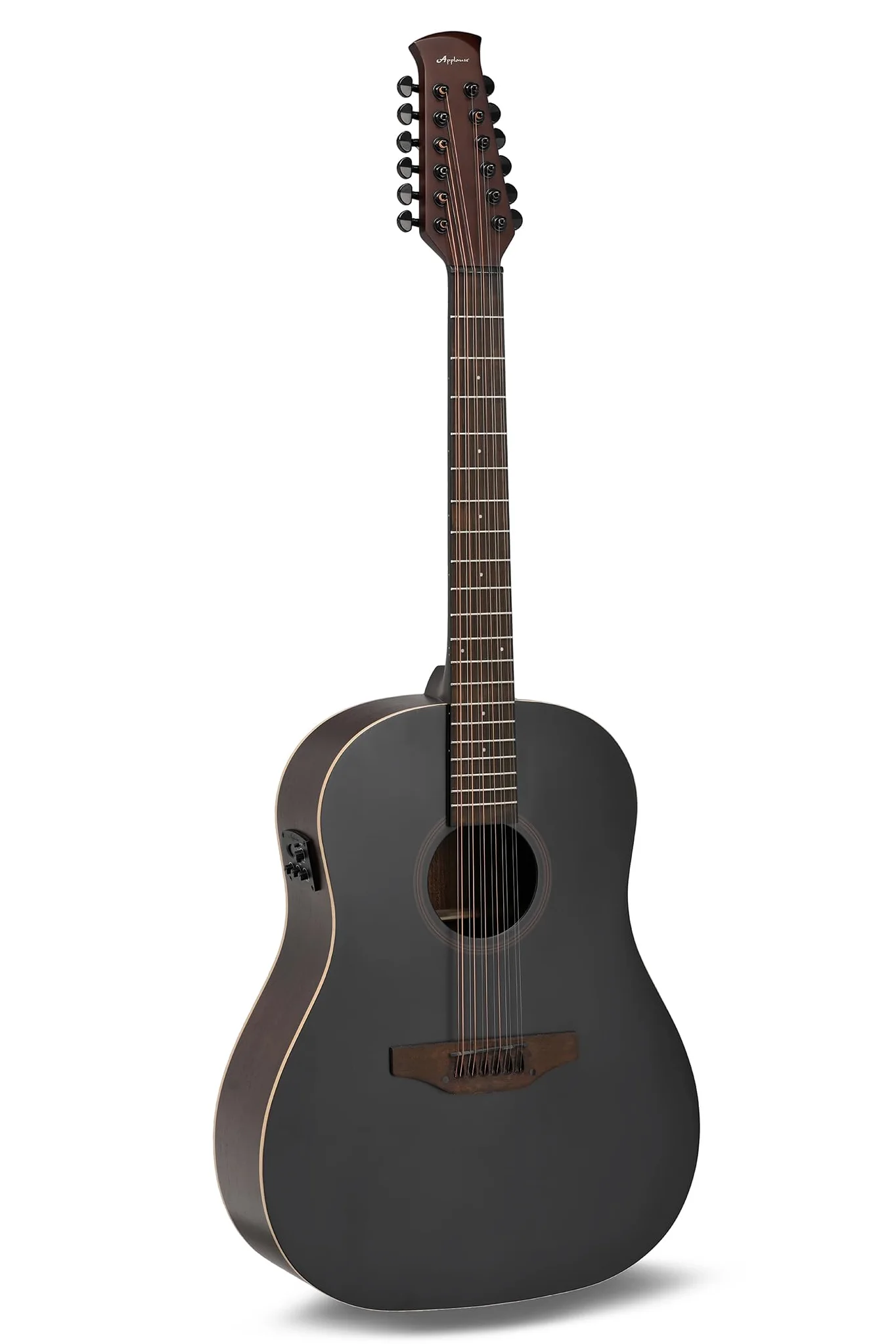 Gitara akustyczno-elektryczna Applause – Jump Dark Matter 12 String – 12-strunowa – płyta przednia z litego świerku – płyta tylna z ovangkolu – matowa czerń – przedwzmacniacz AP3TP – AES12-69-5S