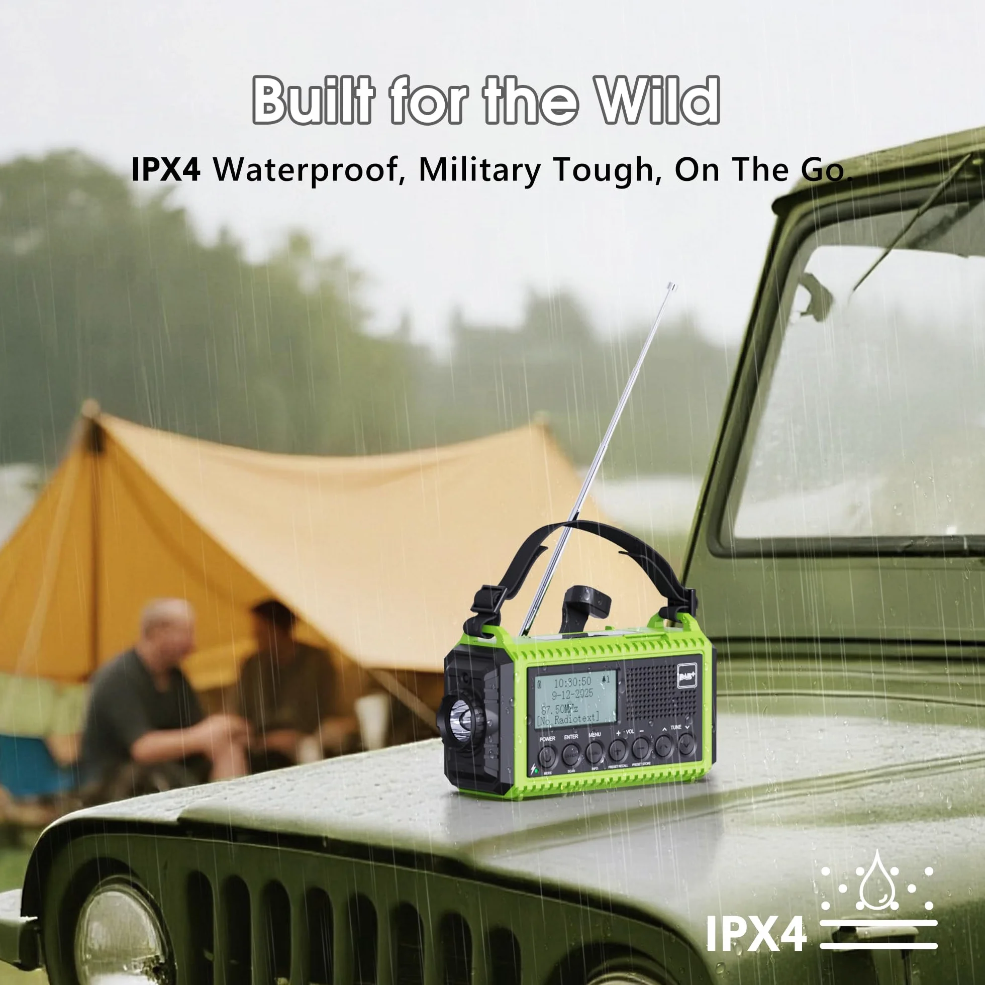 Radio korbowe DAB przenośne radio, radio korbowe z funkcją ładowania telefonu komórkowego, radio UKW/DAB Plus, akumulator 5000 mAh, do ponownego ładowania, awaryjna korbka radiowa, z latarką LED i lampką do czytania, alarm SOS na kemping