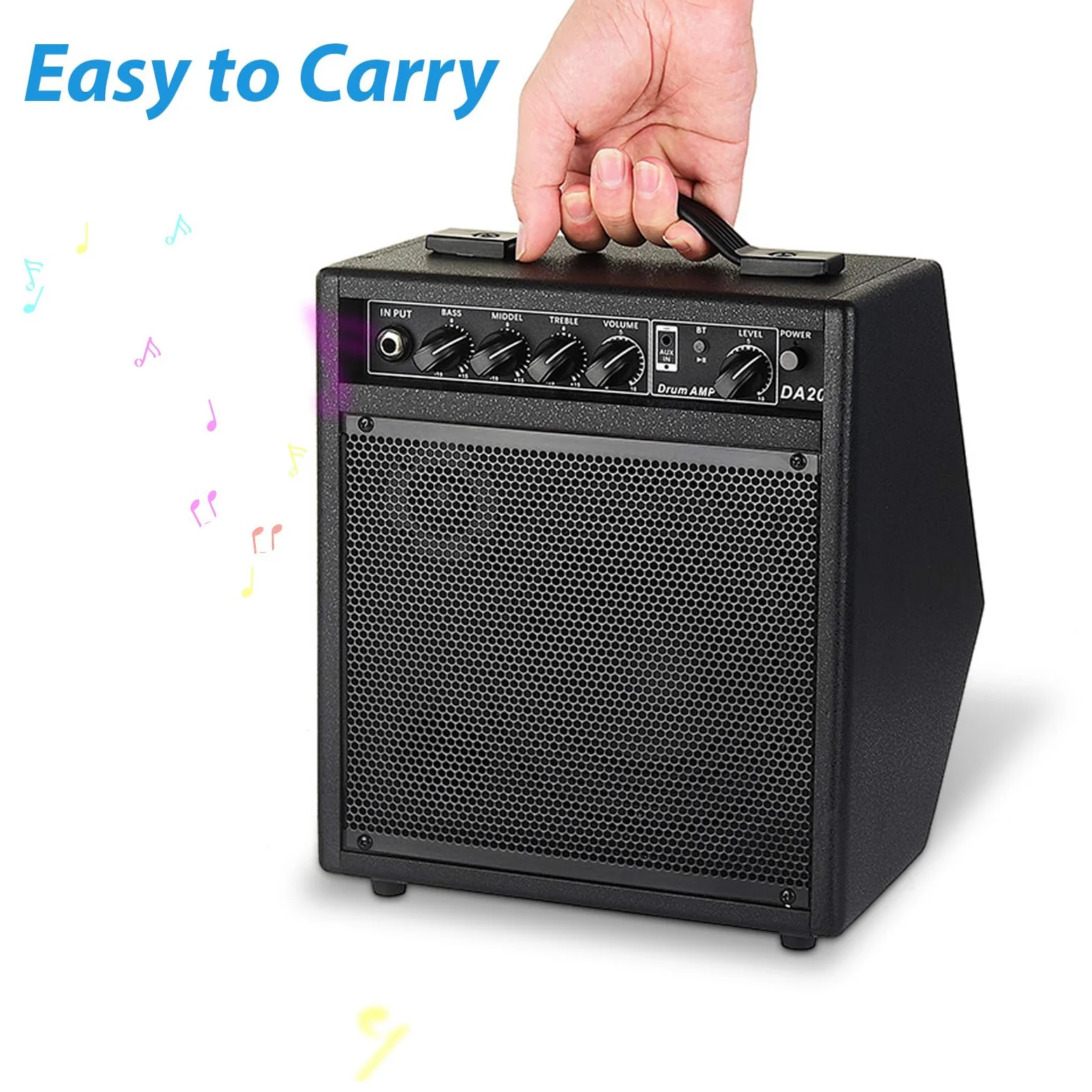 Wzmacniacz gitarowy elektroniczny głośnik perkusyjny, 25 W, przenośny wzmacniacz perkusyjny BT, głośnik do perkusji elektrycznej, keyboardu, gitary drewnianej, ćwiczeń domowych, prób, elektro