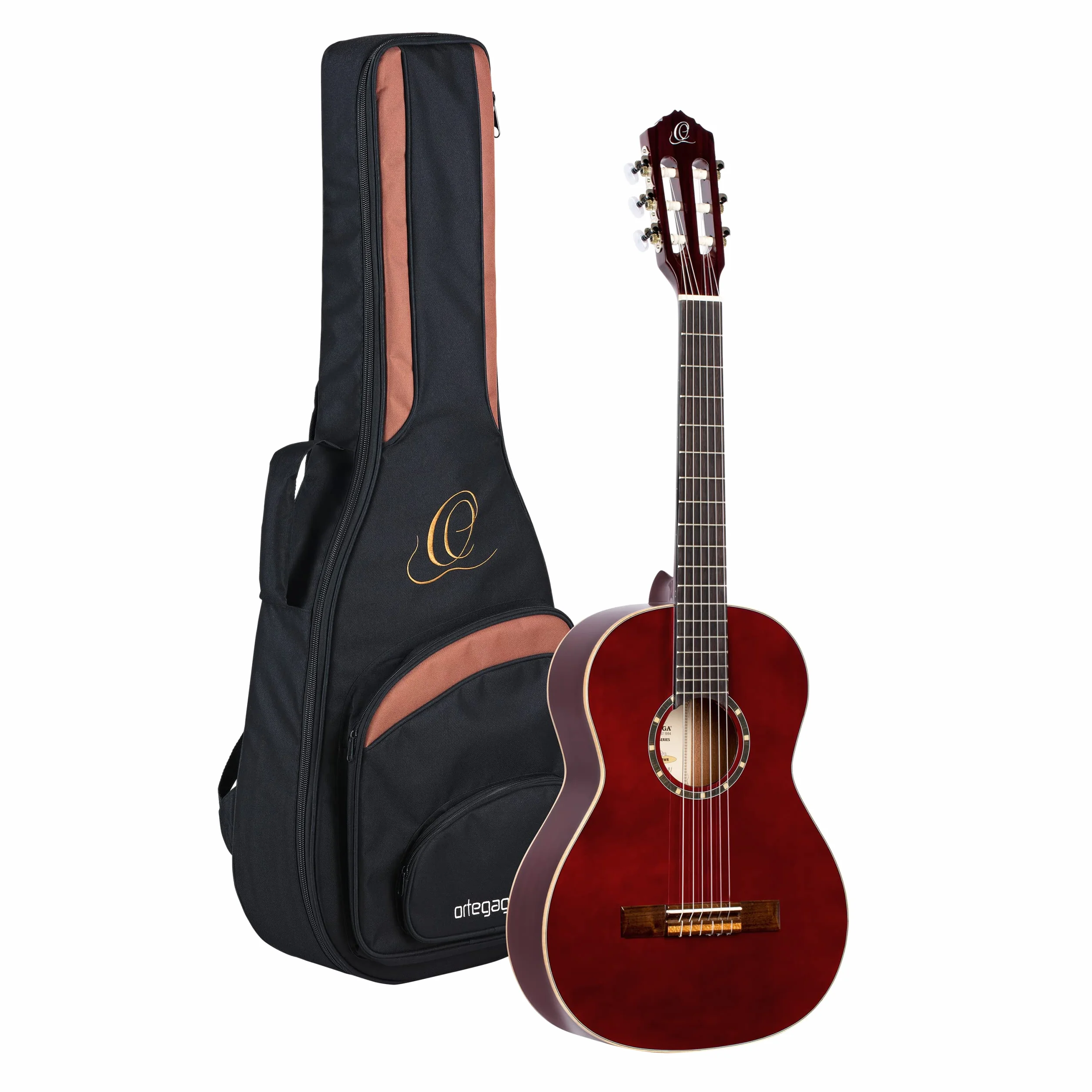 Ortega Guitars Gitara Klasyczna 3/4 – Seria Family – W Zestawie Z Pokrowcem – Świerk, Mahoń, Kolor Czerwony (R121-3/4WR)