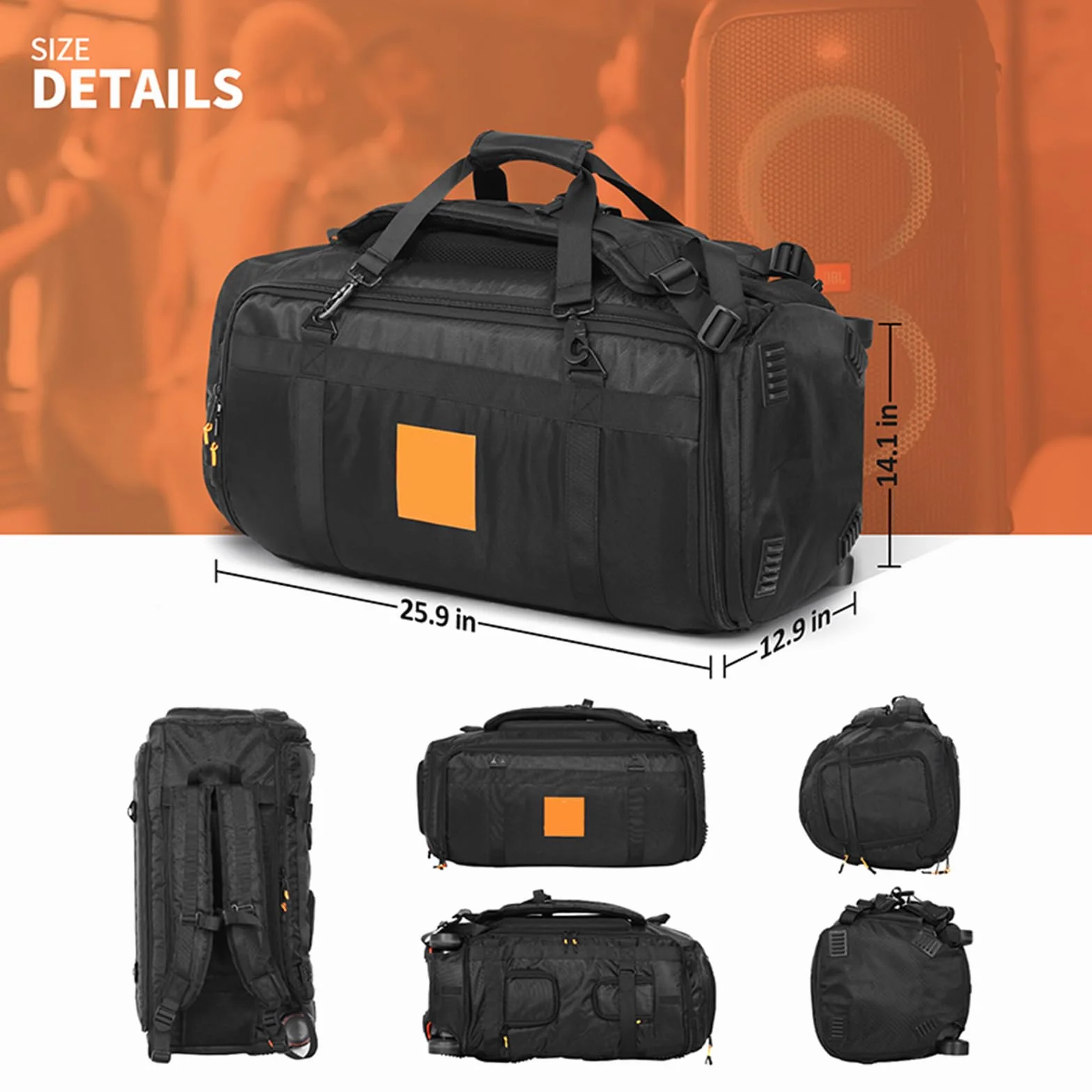 Torba podróżna do JBL PartyBox Stage 320, przenośny plecak do głośników, czarna