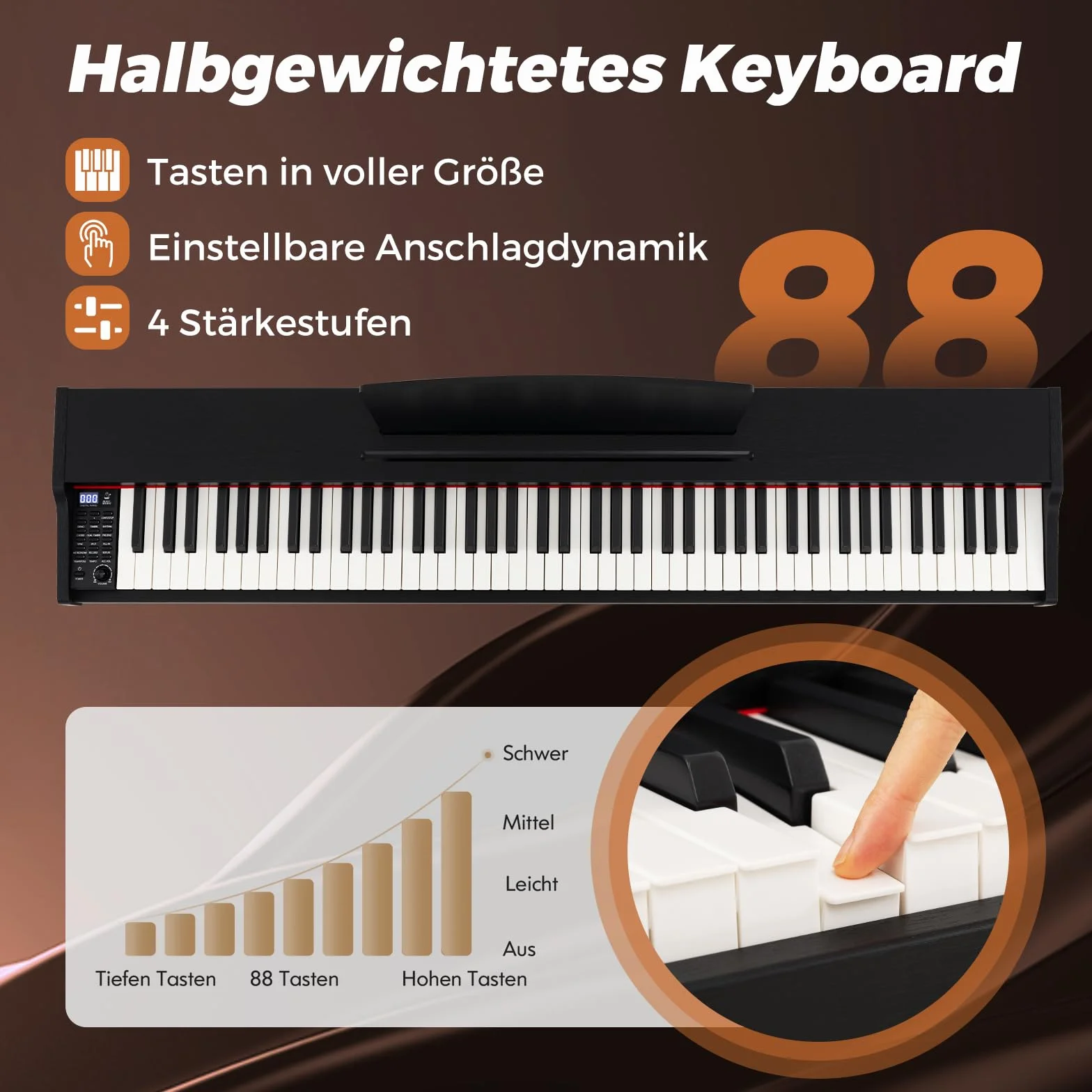 COSTWAY Keyboard Piano 88 klawiszy, pianino cyfrowe z regulowanym stojakiem, potrójnym pedałem i stojakiem na nuty, 2 w 1