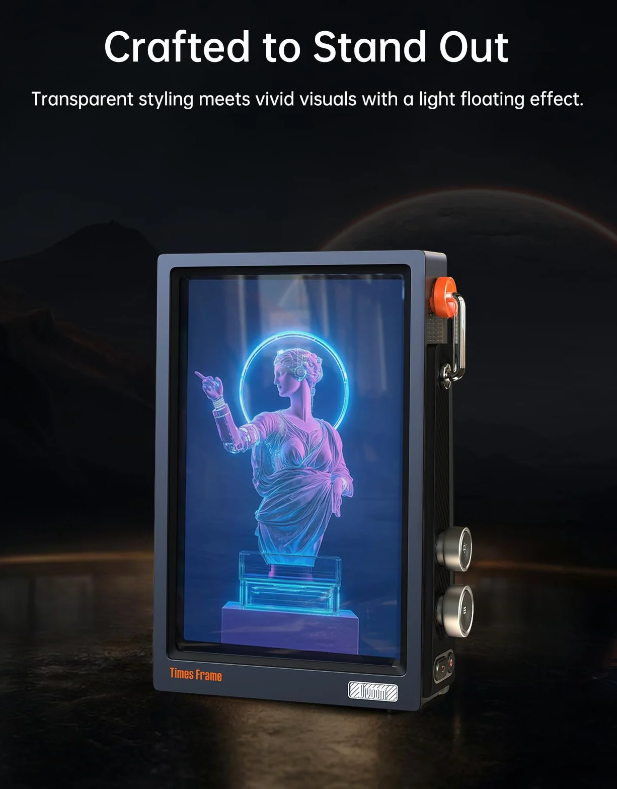 Divoom Times Frame 10,1" Wi-Fi cyfrowa ramka na zdjęcia z aplikacją i 64 GB, wyświetlacz HD IPS 1280 x 800 cm, RGB, dekoracja do domu, dla nerdów (czarna)