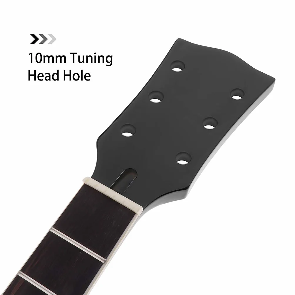 Alnicov Szyja do gitary elektrycznej DIY dla Gibson LP części zamienne 22 progi klon szyja palisander podstrunnica z białymi kropkami wkładka czarny połysk 2