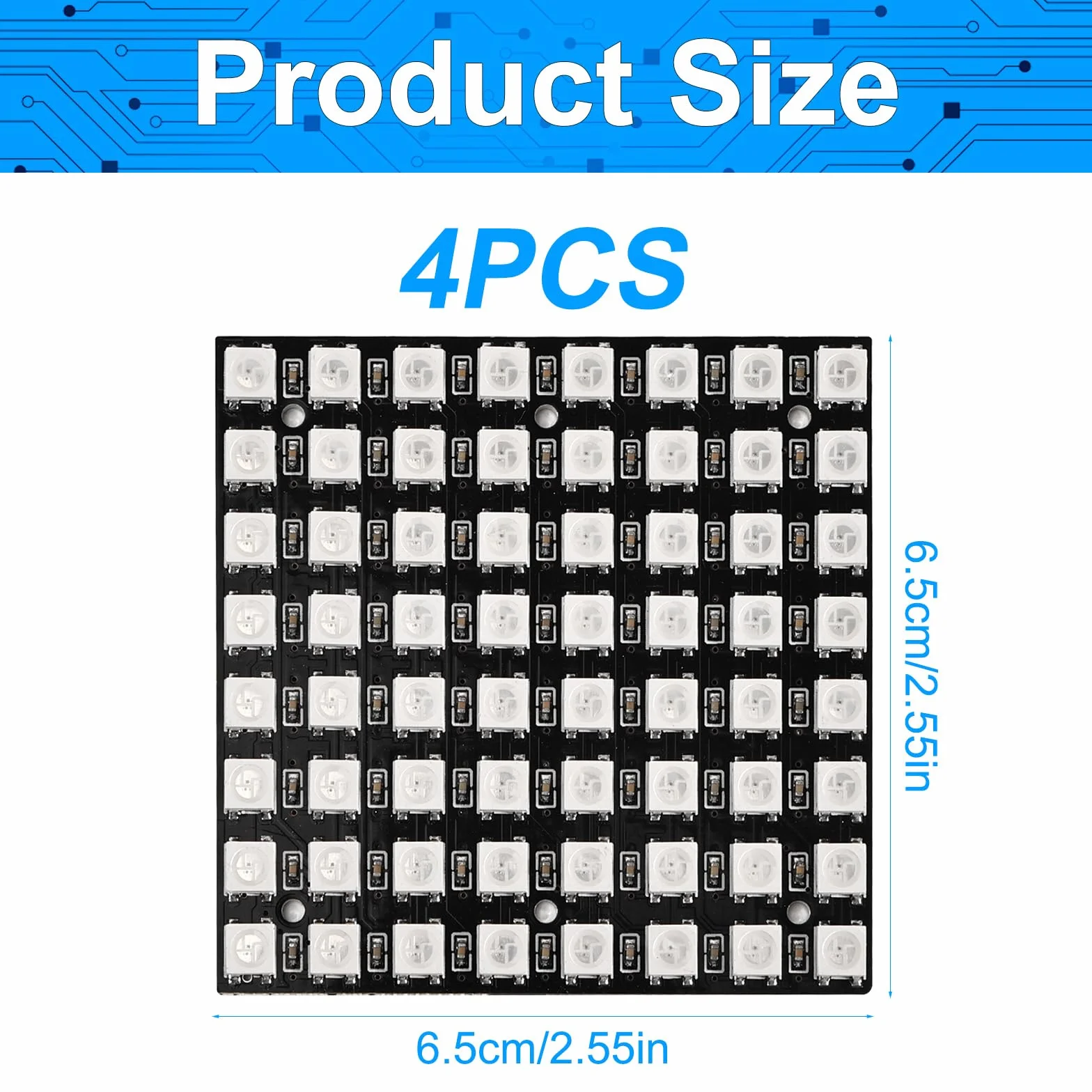 Joycabin 4 sztuki 64 bitów WS2812 panel matrycowy LED, 8 x 8 5050 LED, wbudowany sterownik, kolorowe światło, płyta rozwojowa kompatybilna z Arduino Raspberry Pi