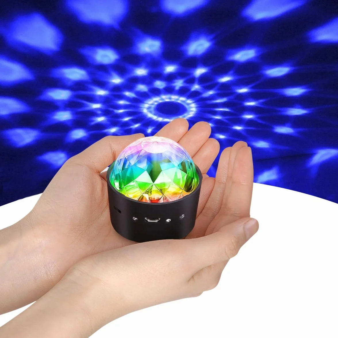 YIKANWEN Mini Disco Light wielokolorowa kula stroboskopowa LED, aktywowana dźwiękiem, przenośna, zasilanie bateryjne