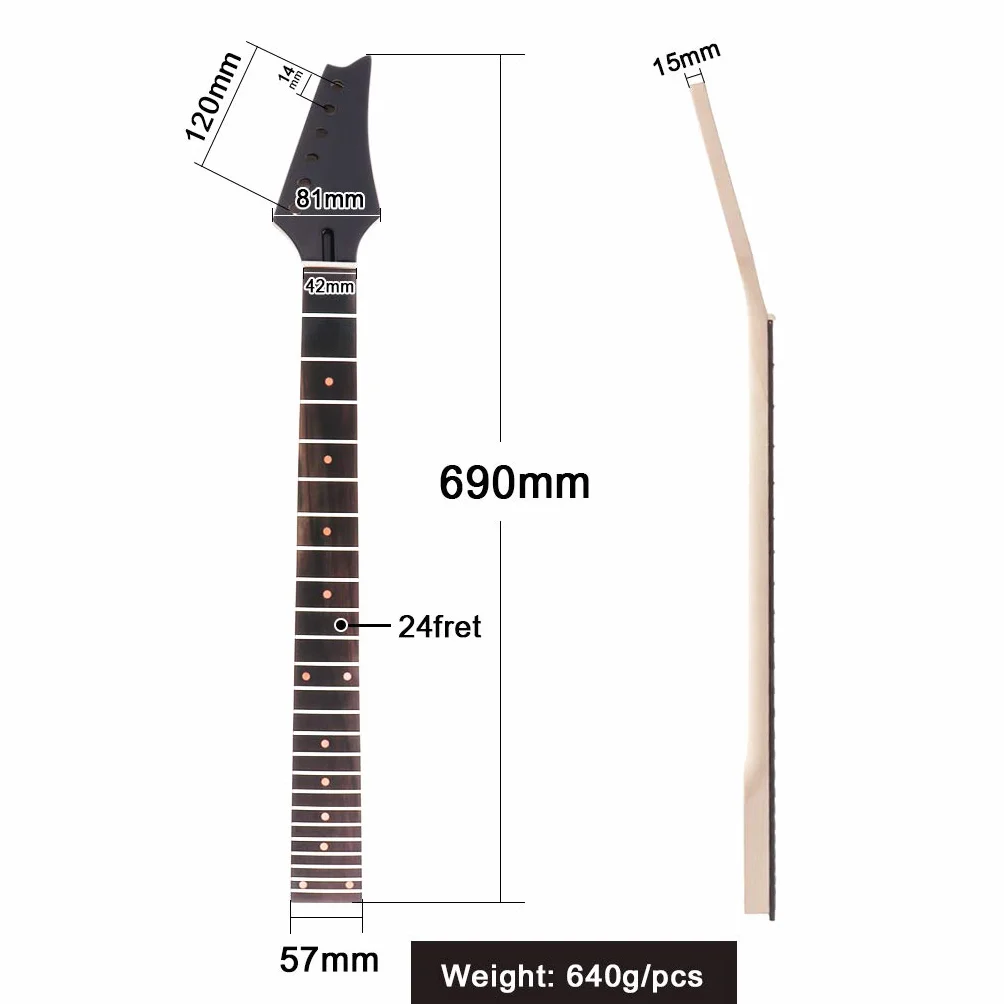 Gitara elektryczna szyja klonowa głowa palisander podstrunnica 24 progi IBZ zamiennik czarny