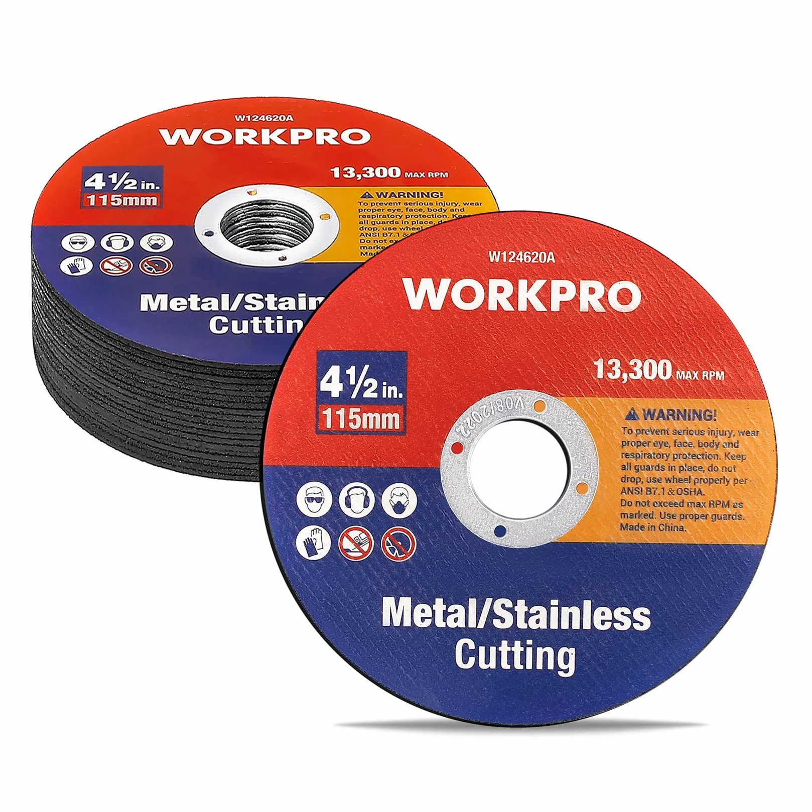 WORKPRO Koła tnące, 20 sztuk, 115 mm metalowe i ze stali nierdzewnej, cienkie metalowe tarcze tnące 1,2 mm do szlifierki kątowej
