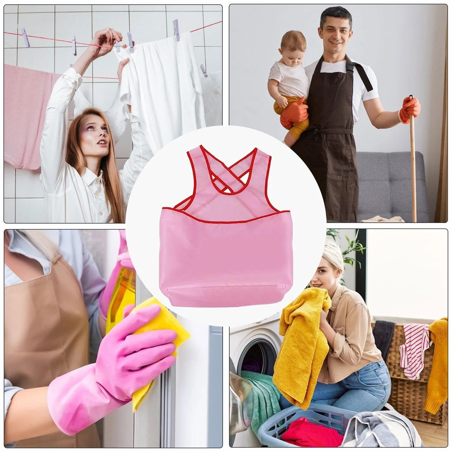 Fartuch do prania z etui, przeno?ny - Fartuch mokre ubrania Odporny plamy - Fartuchy damskie z kieszeniami - Przechowywanie prania - Wodoodporny fartuch ogrodowy do przechowywania