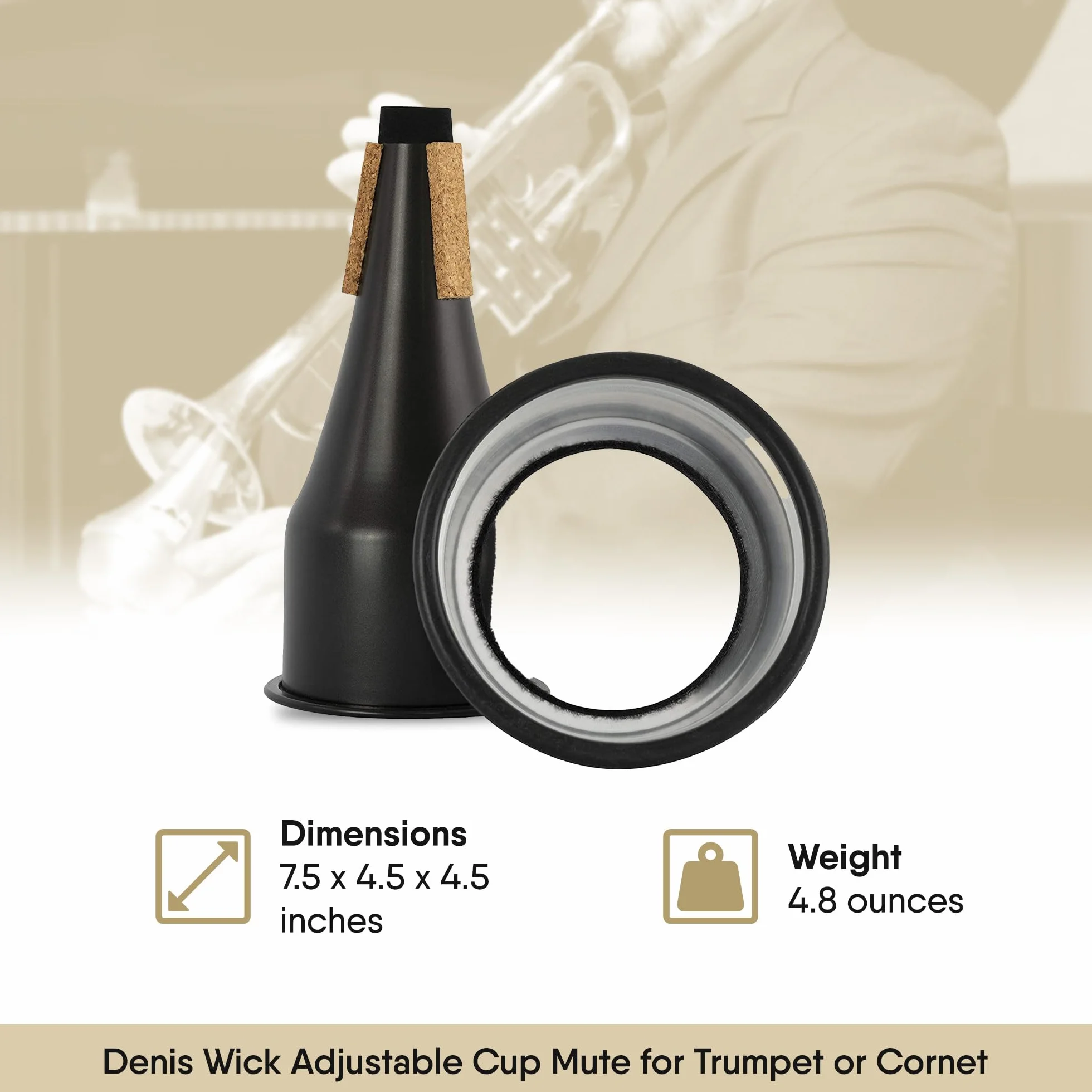 Denis Wick DW5531 Regulowany Puchar Mute Cornet Trumpet