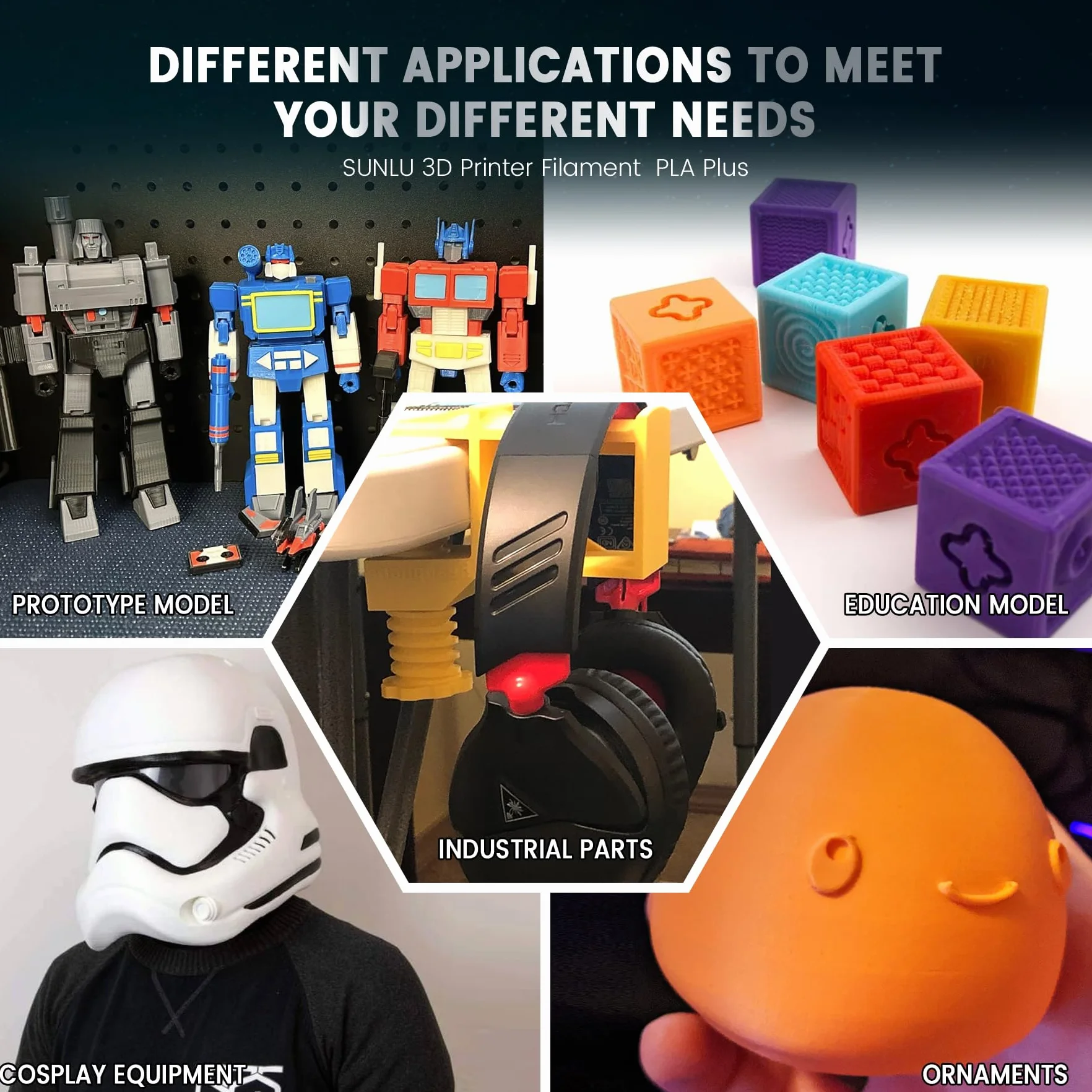 SUNLU Filament PLA+ 1,75 mm, zwiększona trwałość i wysoka wytrzymałość, filament do drukarki 3D PLA Plus FDM, szpula 1 kg, PLA + drewno (dąb)