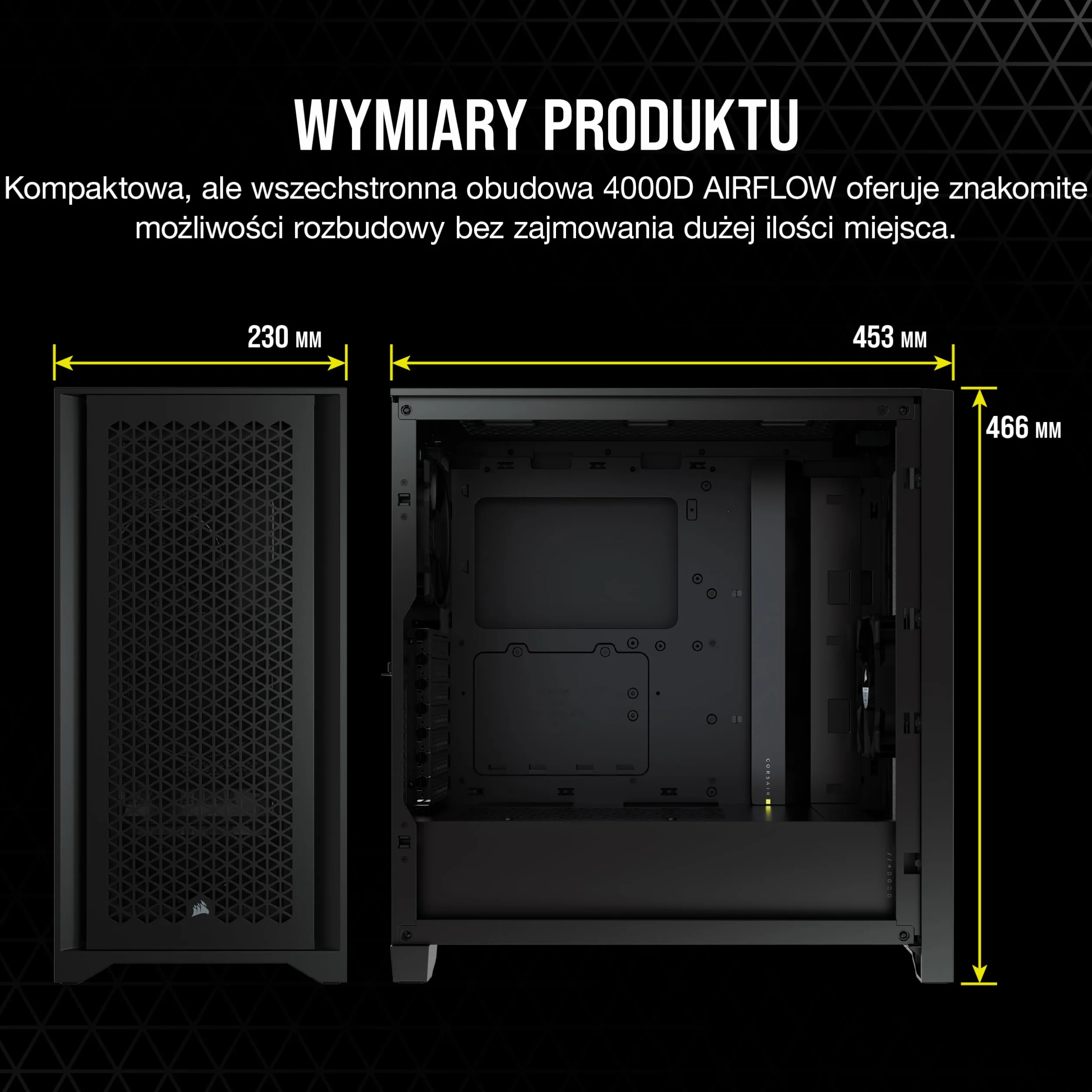 Corsair Obudowa 4000D Airflow Mid-Tower-ATX ze szkłem hartowanym (przednia osłona o dużej przepustowości powietrza, osłona boczna ze szkła hartowanego, dwa w zakresie dostawy wentylatory 120 mm)