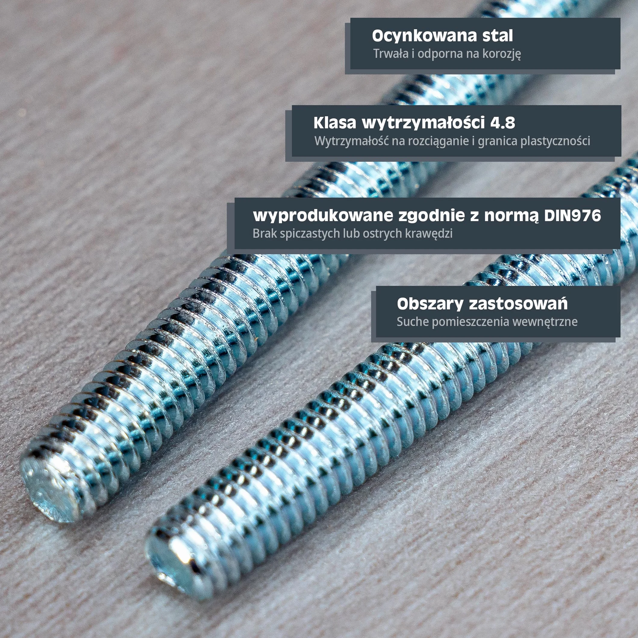 HELPMATE - Pręt gwintowany M6 x 330 mm ze stali ocynkowanej - 2 sztuki pręta gwintowanego z pełnym gwintem metrycznym - Trzpień gwintowany o klasie wytrzymałości 4.8, DIN 976