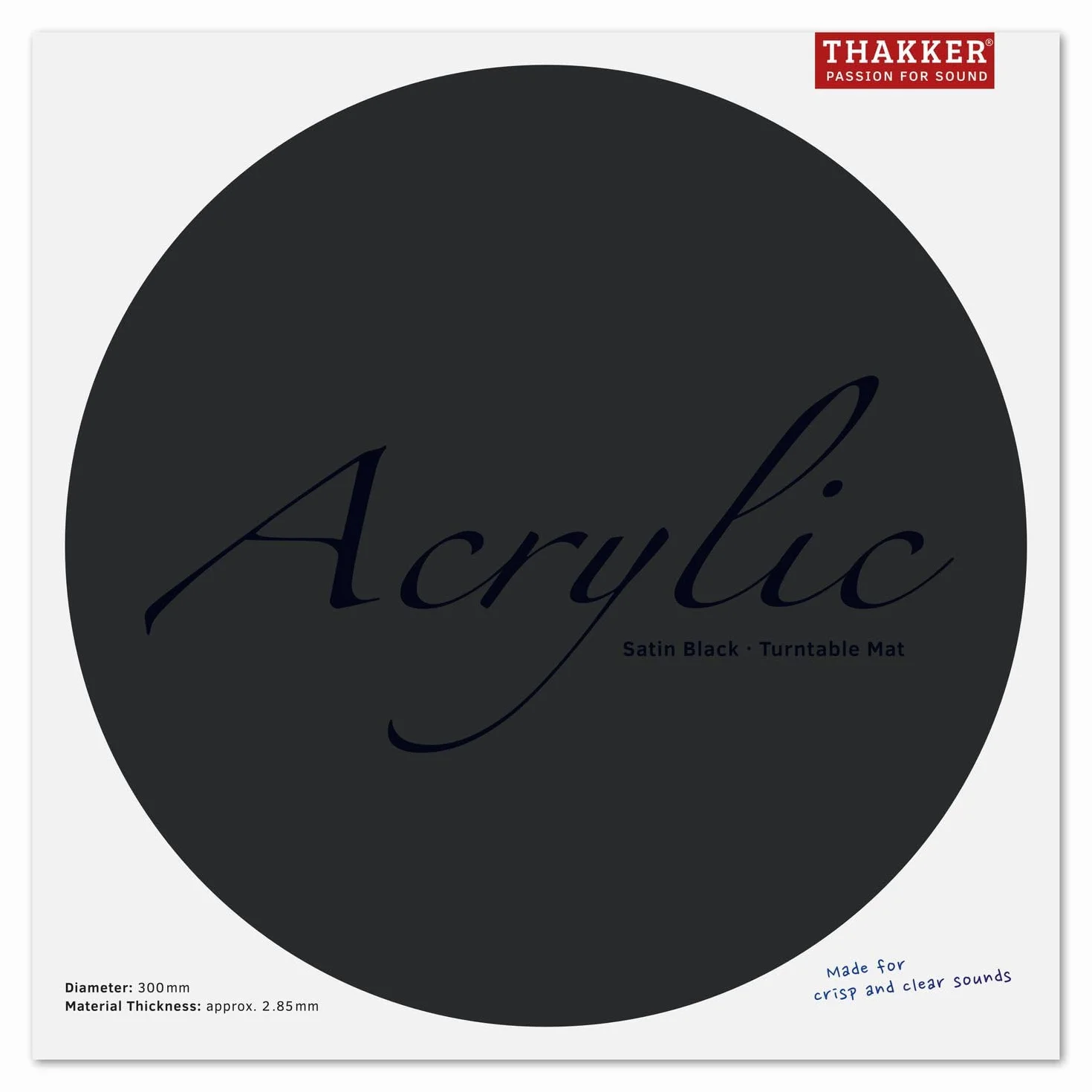 THAKKER Acrylic Mat Satin Black 12" nakładka na talerz z hartowanego szkła akrylowego Ø 300 mm czarna