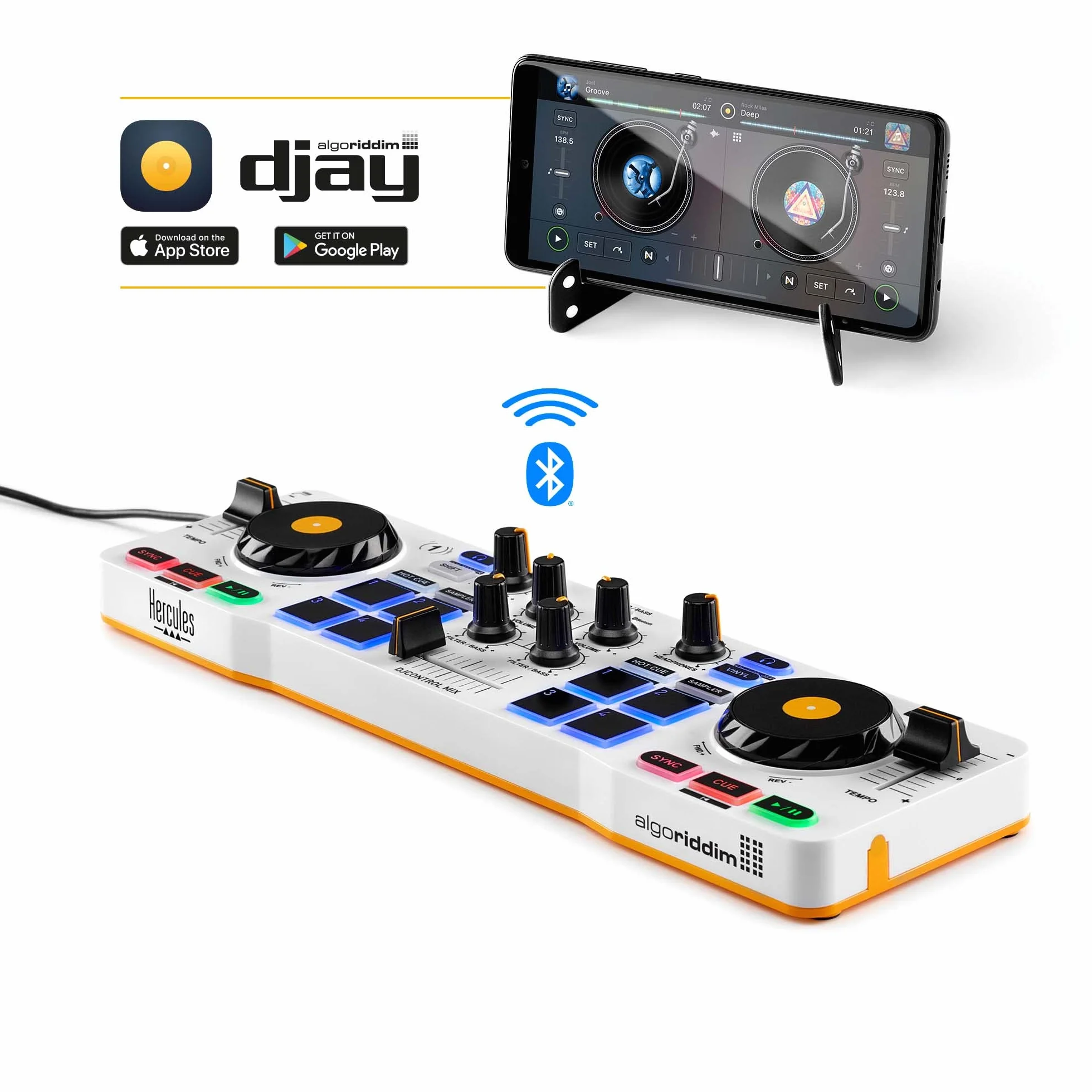 Hercules DJControl Mix Bezprzewodowy kontroler DJ Bluetooth 2-kanałowy