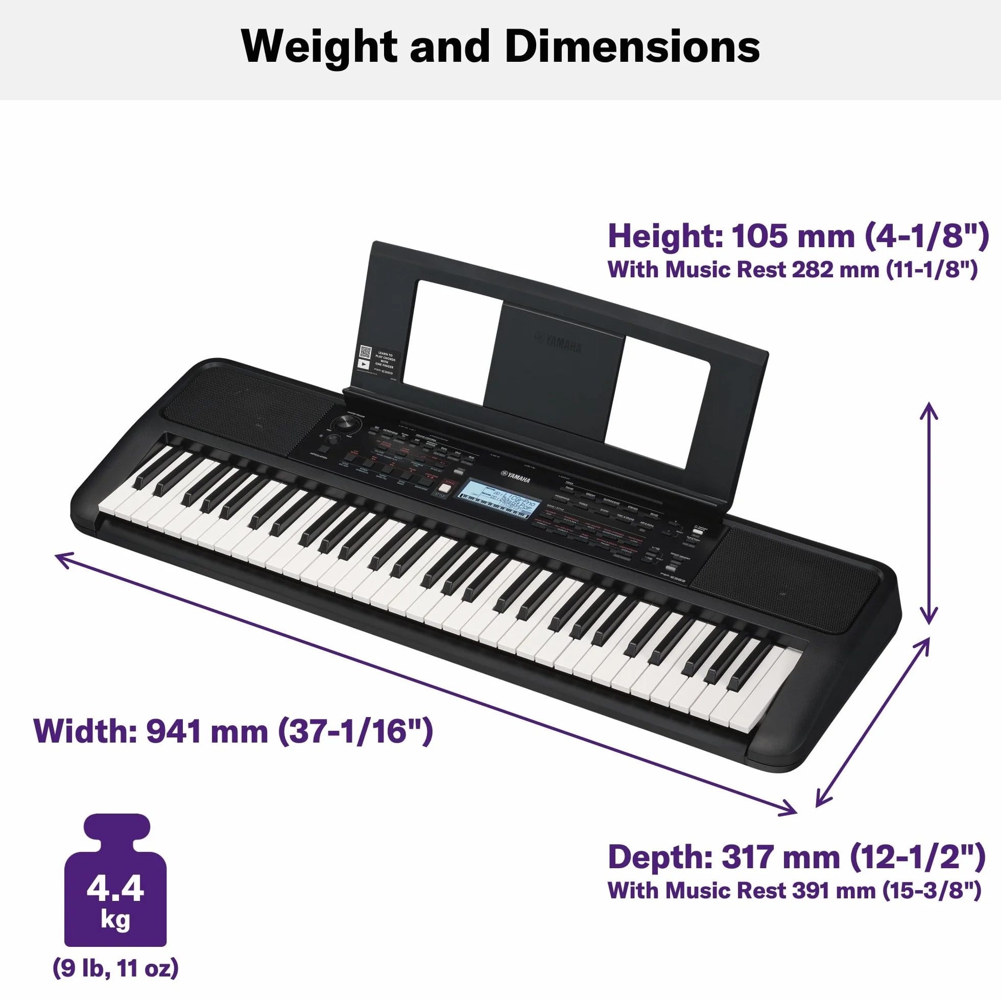 Yamaha PSR-E383 Przenośny Keyboard 61 Czułych na Dotyk Klawiszy, Lekcje Online Yamaha Music School