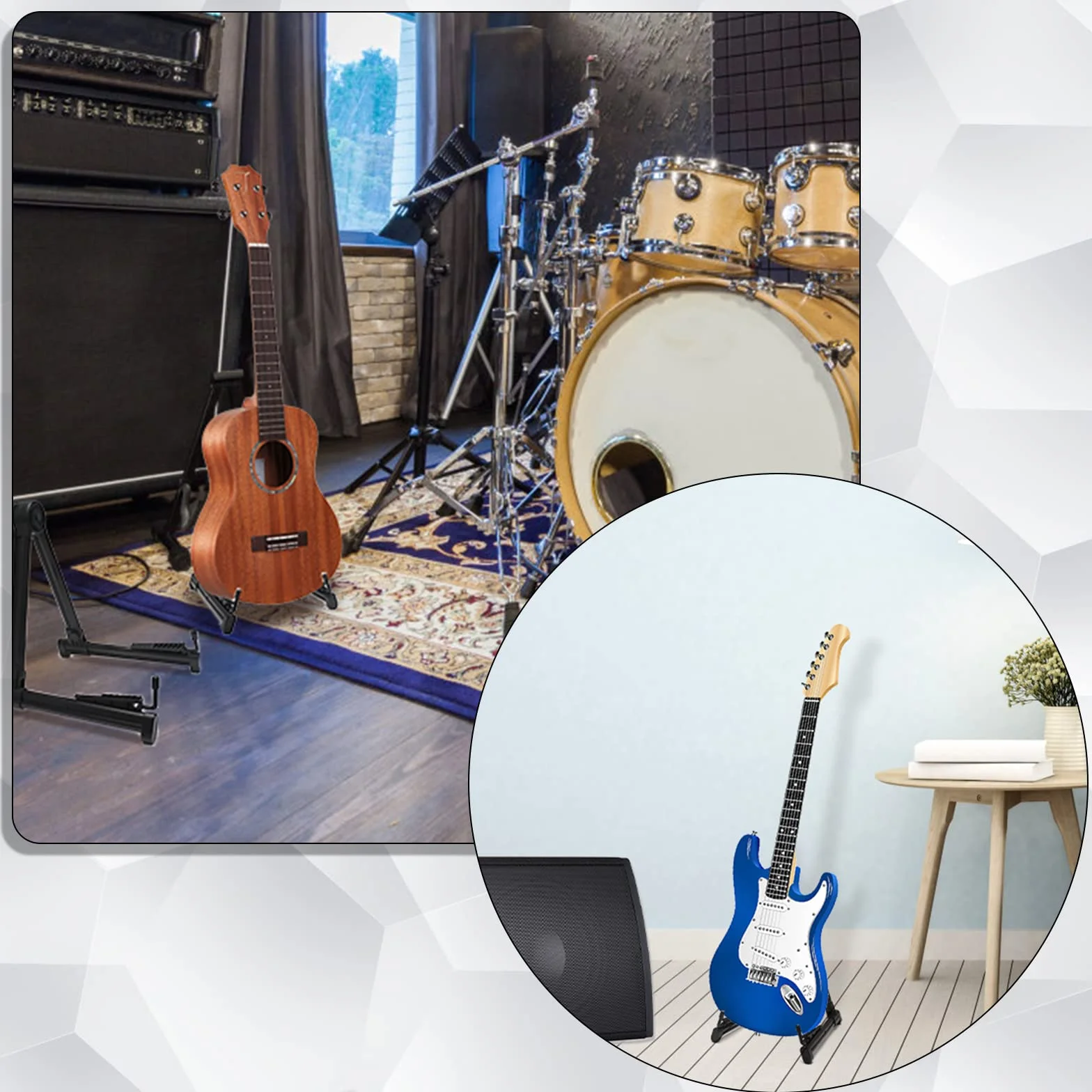 Stojak na gitarę, uniwersalny stojak na gitarę akustyczną, gitarę elektryczną, basową, ukulele, składany i przenośny stojak na gitarę elektryczną i klasyczną