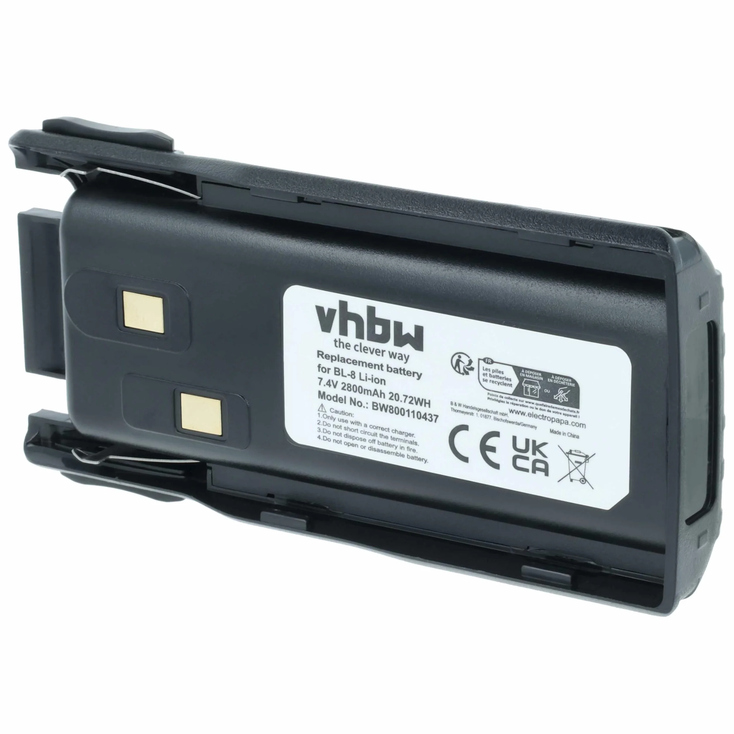 vhbw Bateria zamienna do Baofeng BL-8 do krótkofalówki, Walkie Talkie (2800 mAh, 7,4 V, litowo-jonowa)