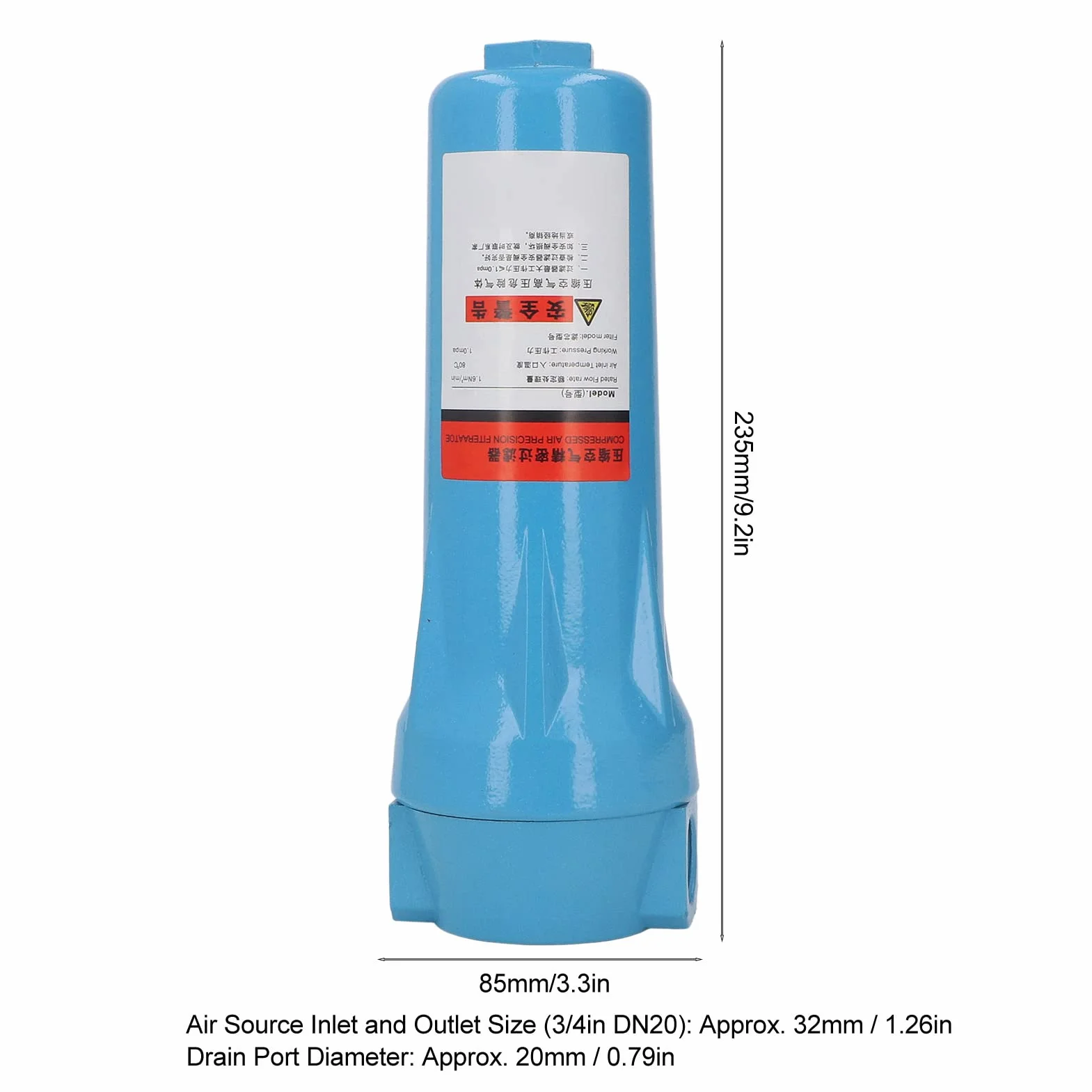 Sprężona Suszarka Filtr Powietrza Clear Thread Zbiornik Magazynowy Sprężarka Filtr Powietrza Akcesoria do Sprężarek Powietrza z pogrubioną obudową (Klasa Q 015 (DN20 3/4 cala) Odpylanie)