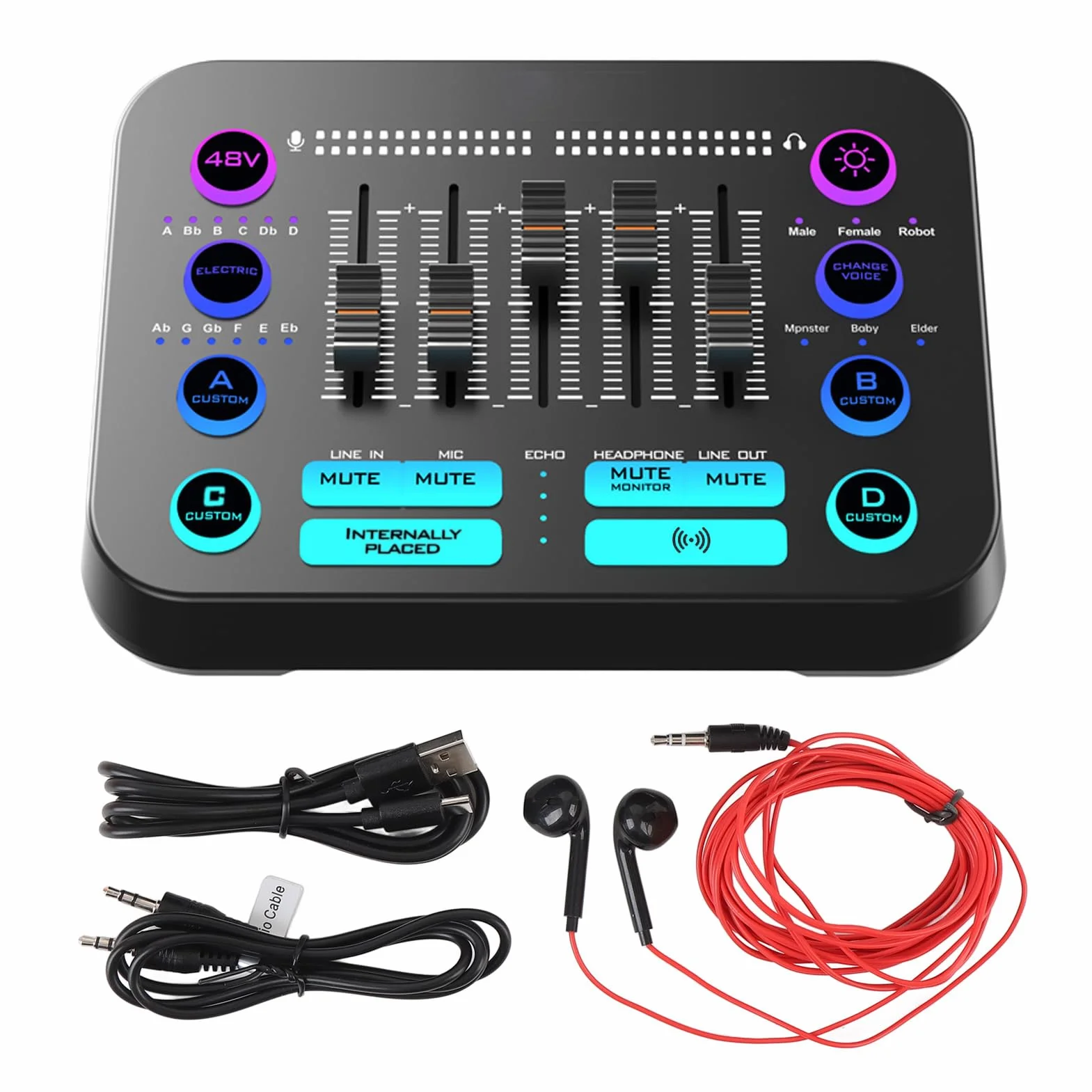 Topiky Pyle Professional Audio Mixer Dźwięk System Konsoli, Bluetooth DJ Mixer, Pakiet Miksera Audio, Mikser na żywo z Pro Przedwzmacniacz, Mikser Dźwiękowy RGB PC