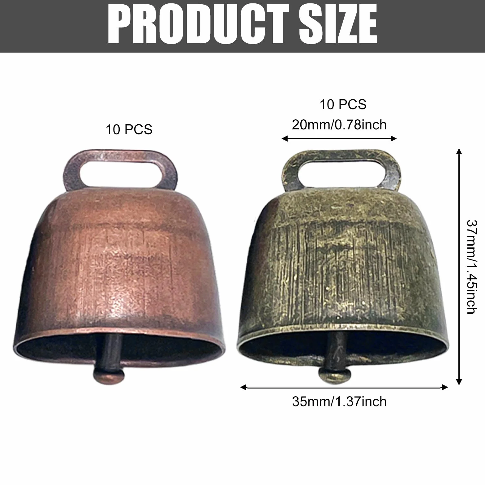 Metalowe dzwonki do krowy vintage 10 sztuk miedziane