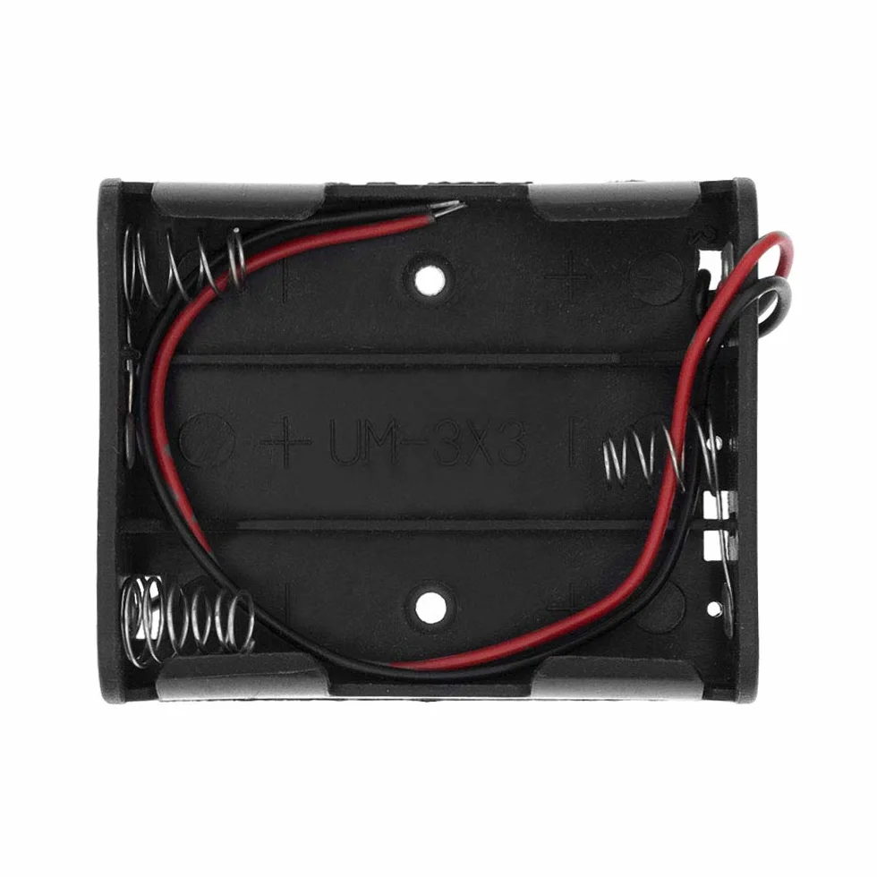 4-częściowy czarny plastik 3 x 1,5 V (4,5 V) uchwyt baterii AA pudełko do przechowywania baterii pudełko z przewodem